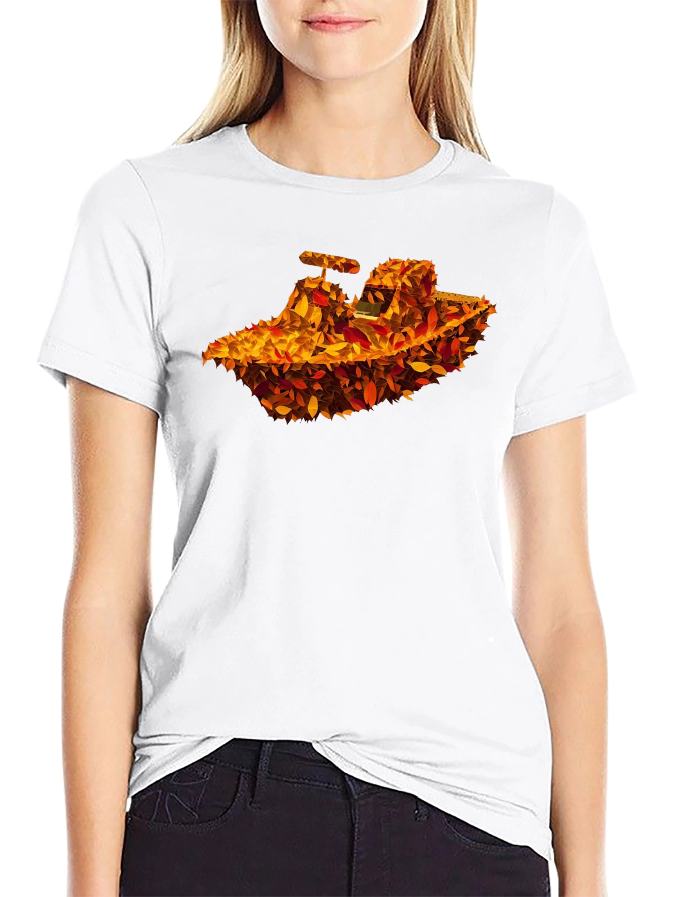 Black Autumn Leaves Tractor Graphic T-Shirt view 9
