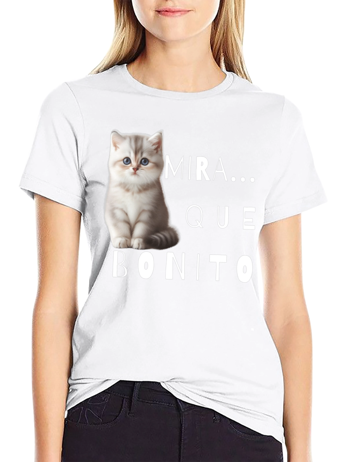 Black Cute Cat T-Shirt - Mira Que Bonito! view 9