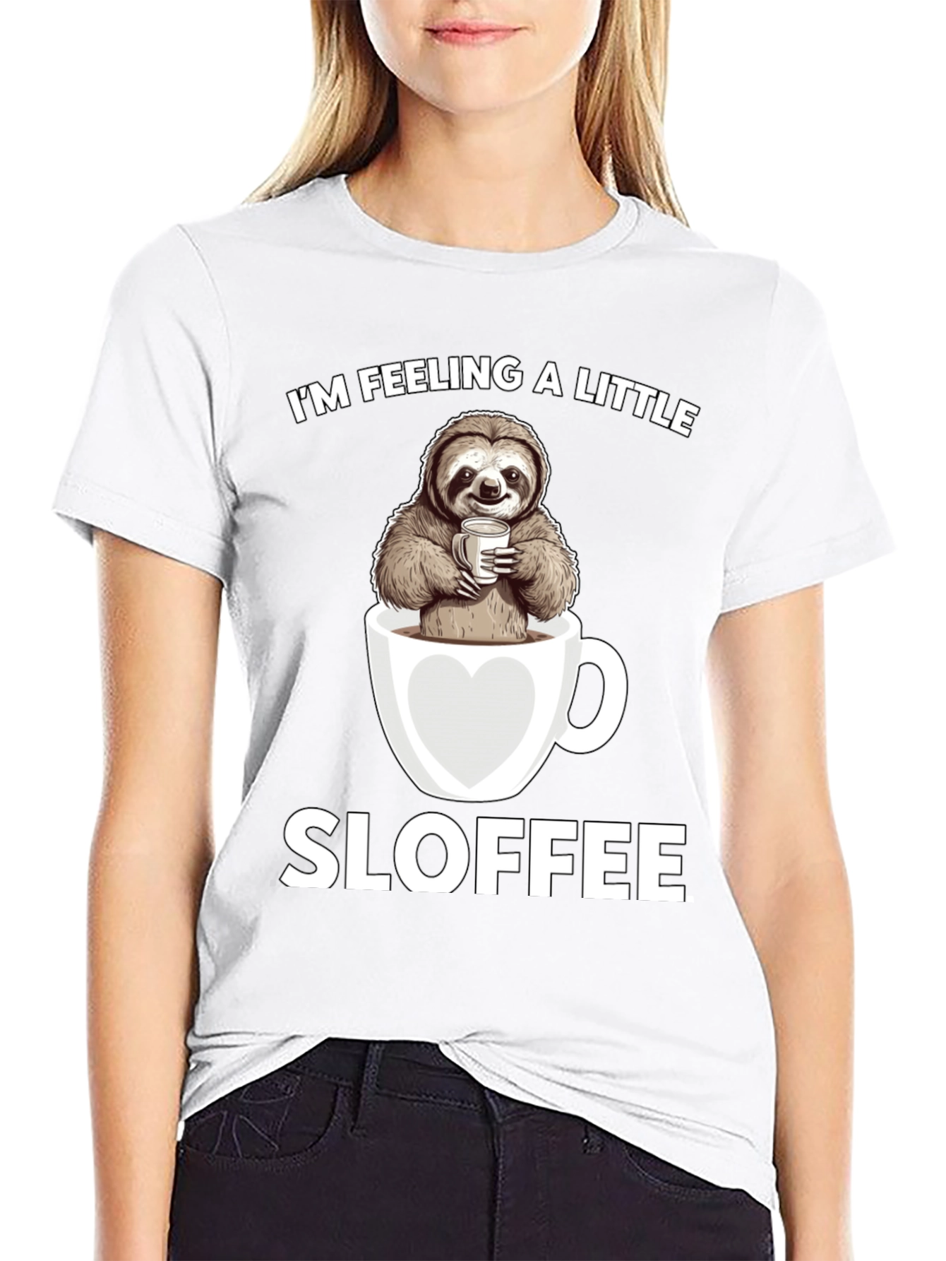Black Sloth Coffee Graphic Tee - "Sloffee" Funny T-Shirt view 9