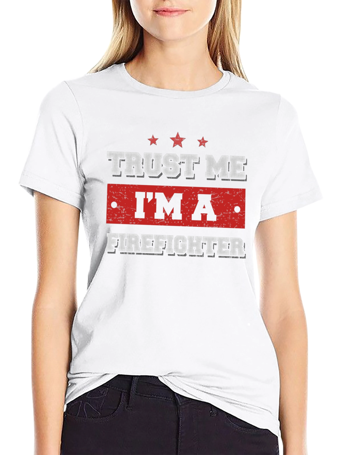 Black Trust Me I'm A Firefighter T-Shirt view 9