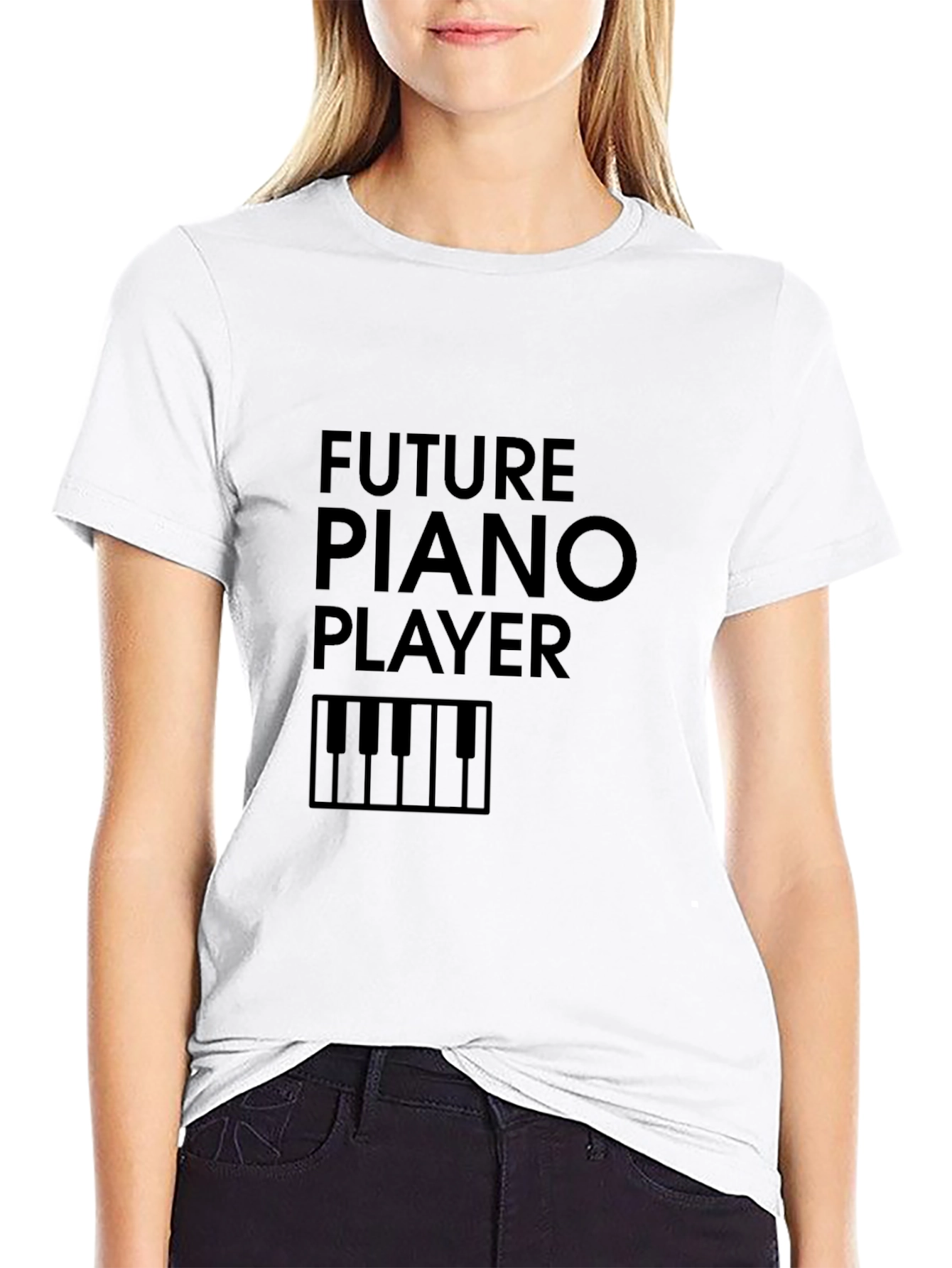 Black Future Piano Player Graphic Tee view 9