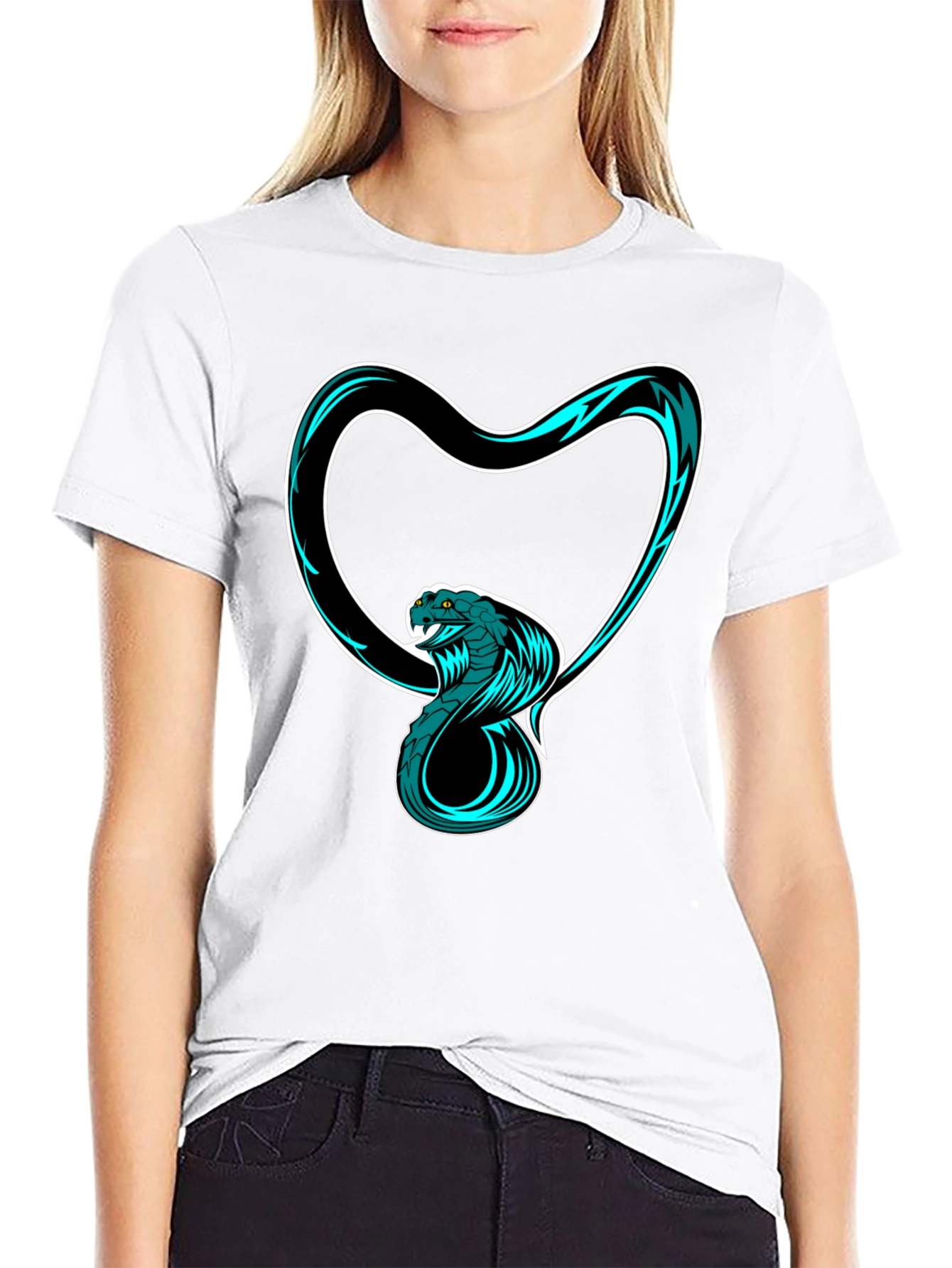 Black Cobra Heart Graphic Tee - Stylish Black T-Shirt view 9