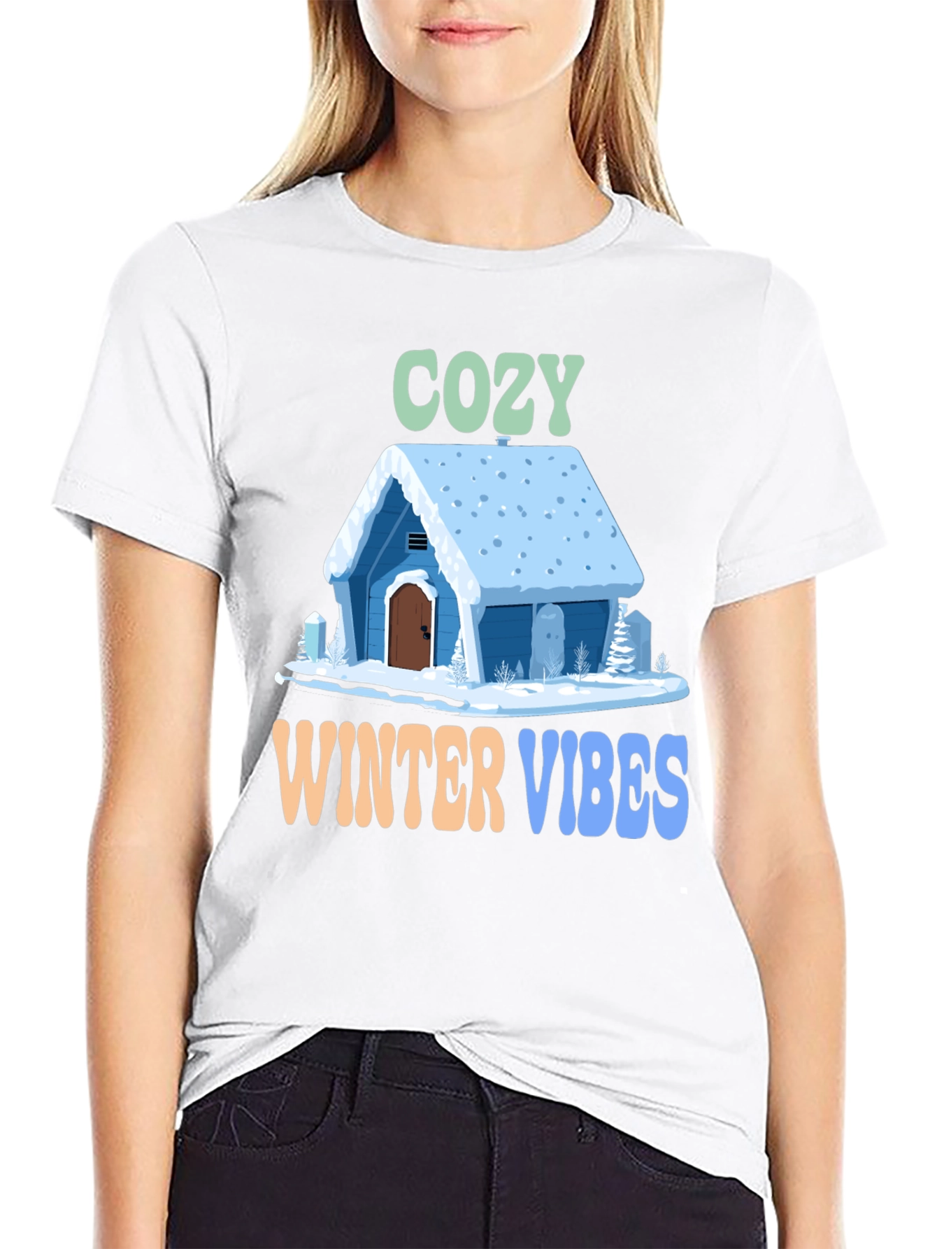 Black Cozy Winter Vibes Graphic Tee view 9