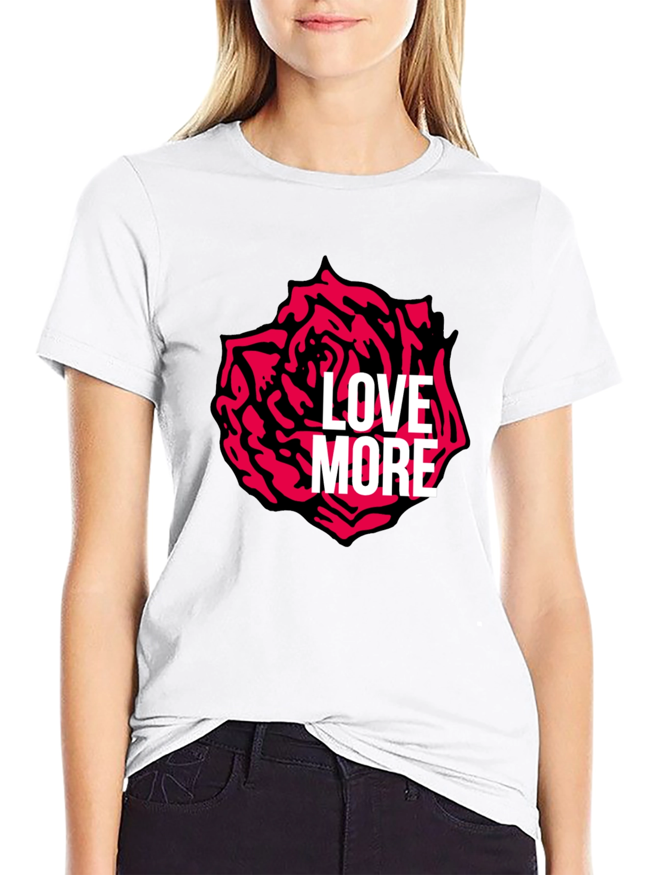 Black Love More Rose Graphic Tee - Stylish Black T-Shirt view 9