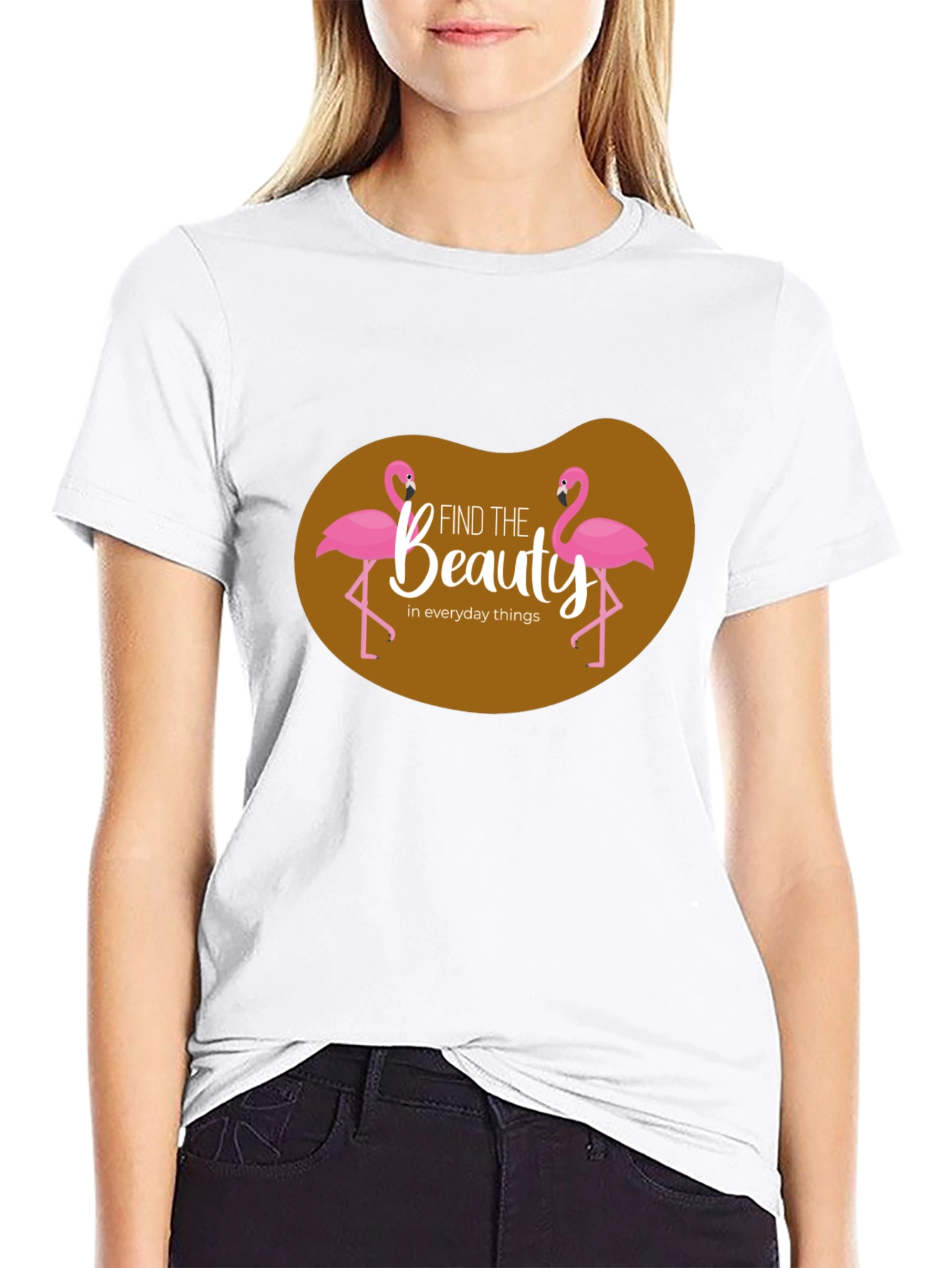 Black Find Beauty Flamingo Graphic T-Shirt view 9