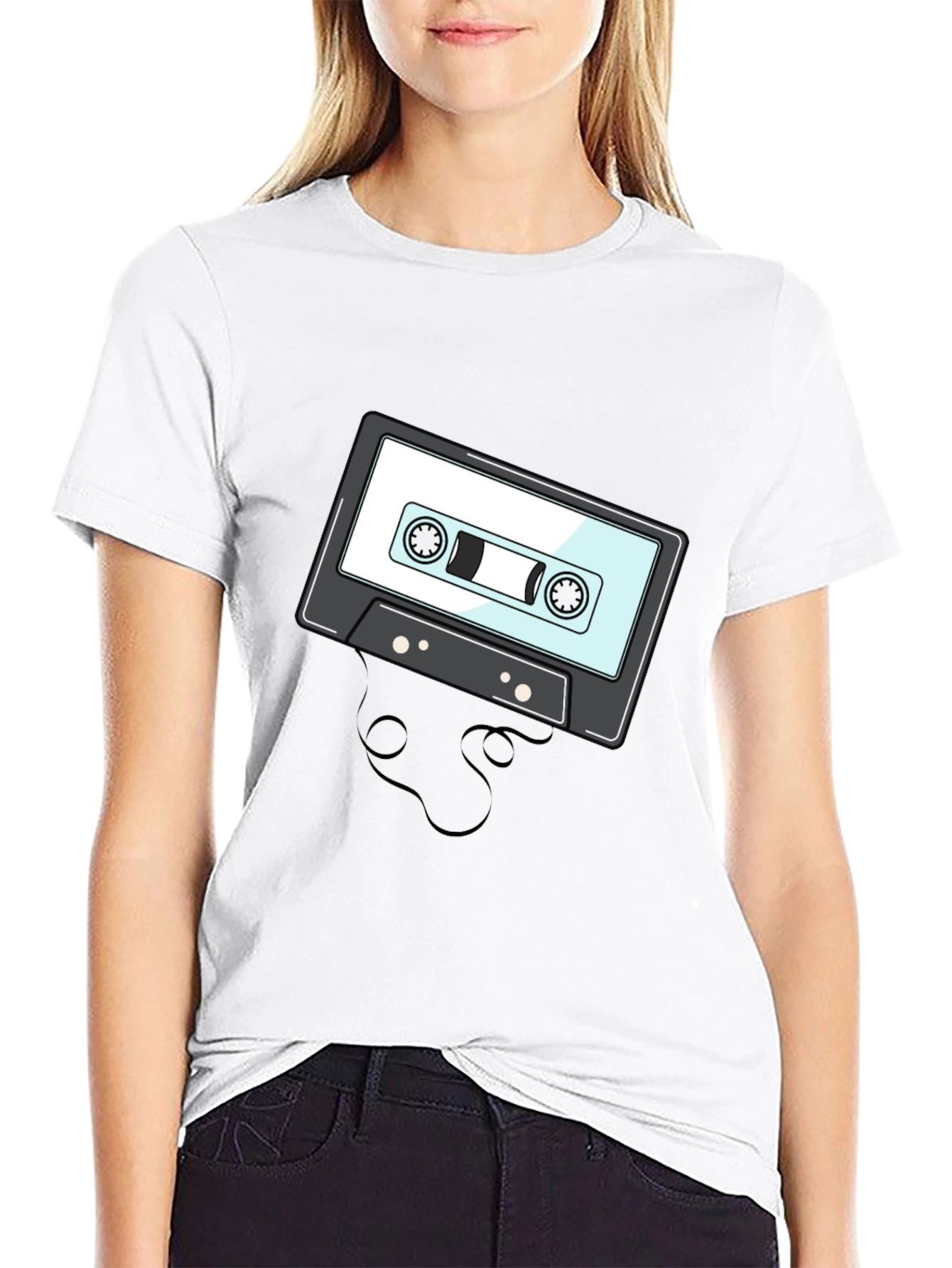 Black Retro Cassette Tape Graphic T-Shirt view 9