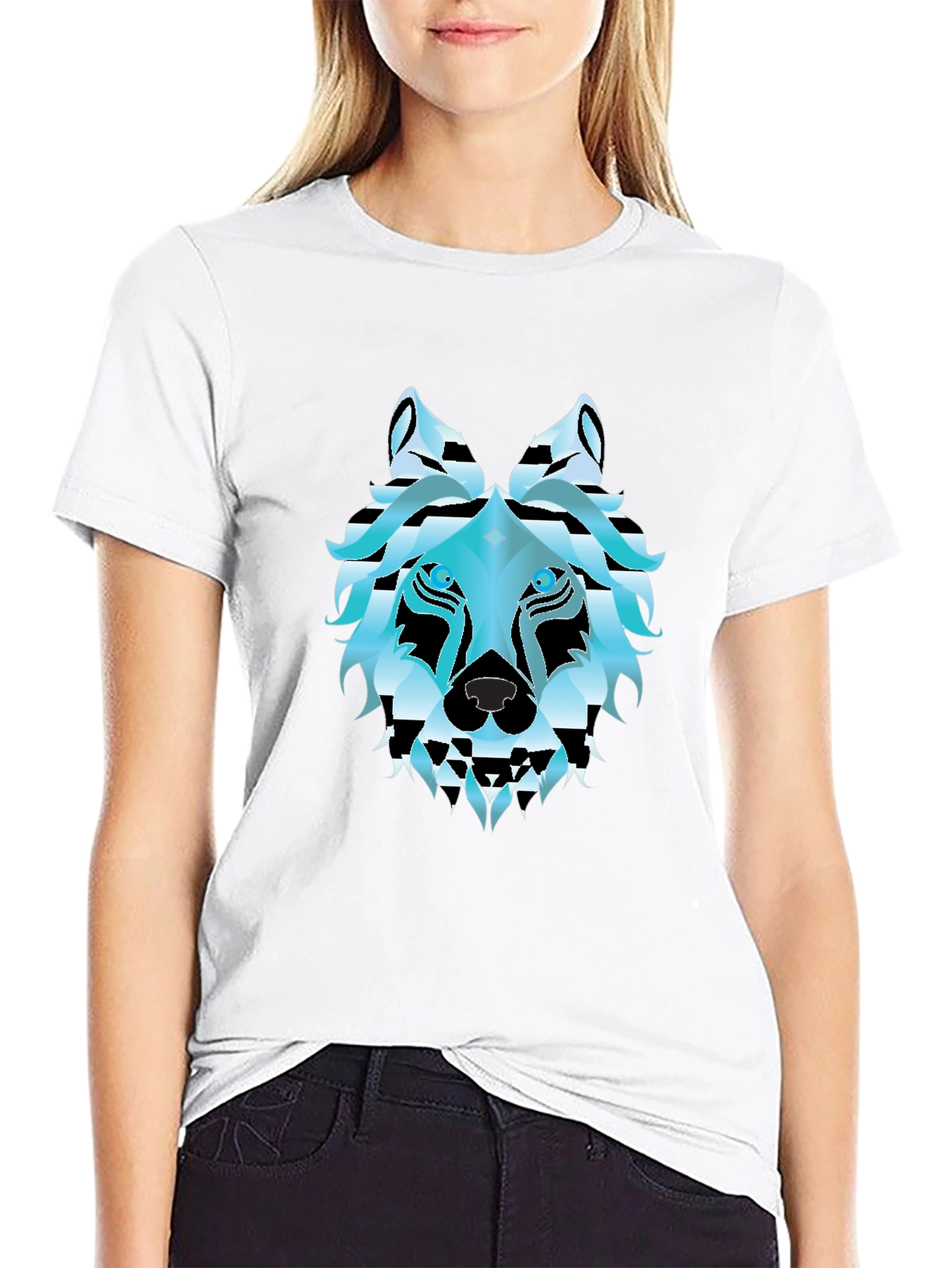 Black Cool Wolf Graphic T-Shirt - Black view 9