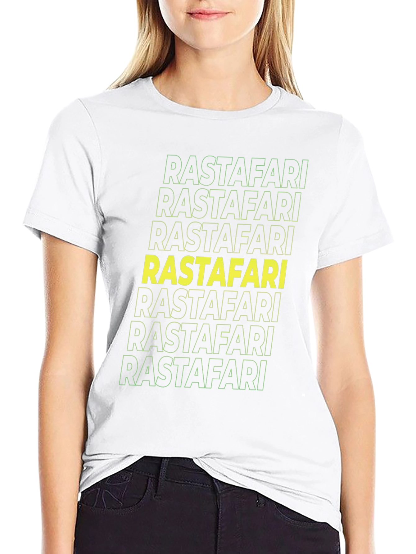Black Rastafari Graphic Print Crew Neck T-Shirt view 9