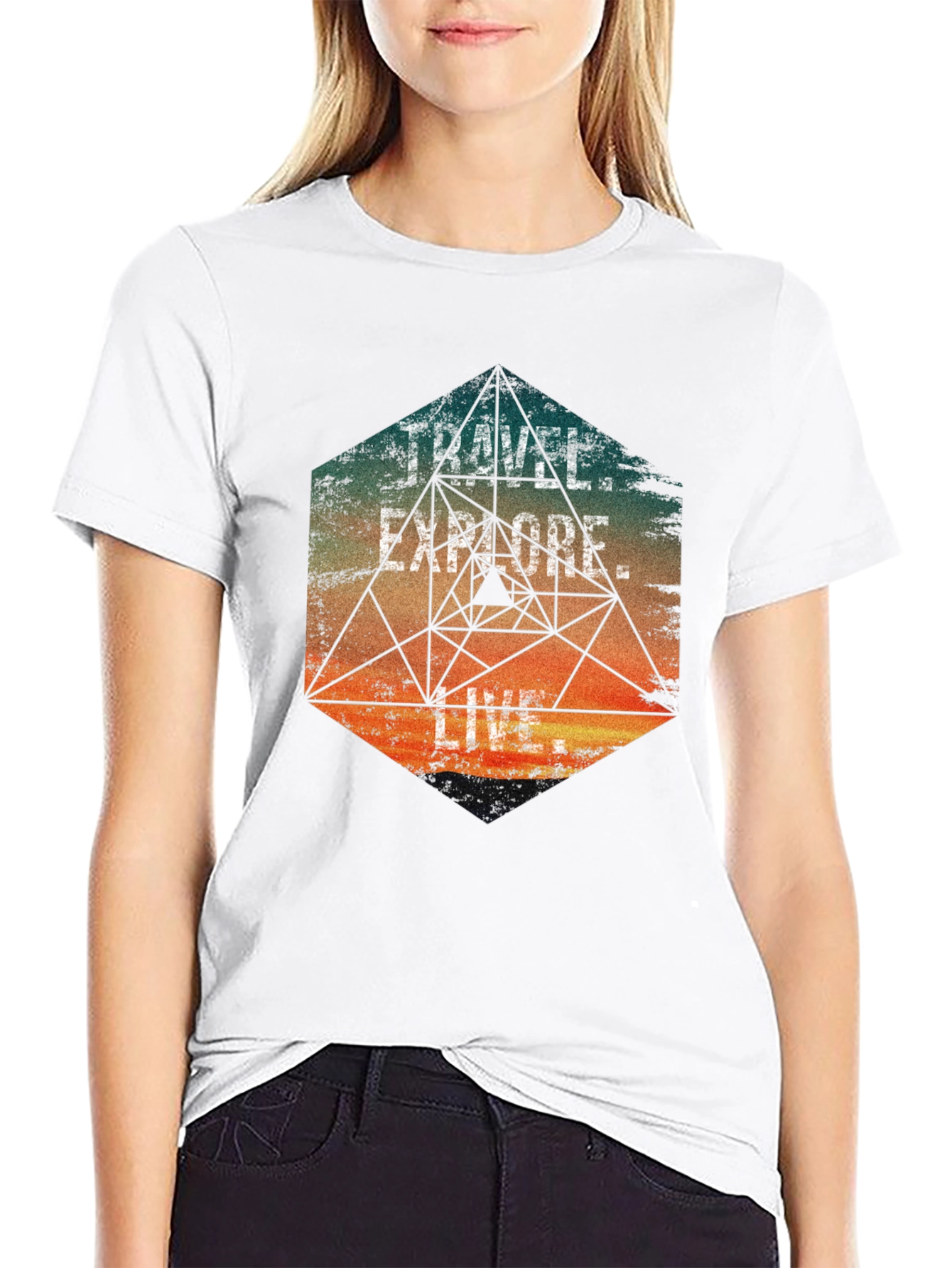 Black Travel Explore Live Men's Graphic T-Shirt view 9