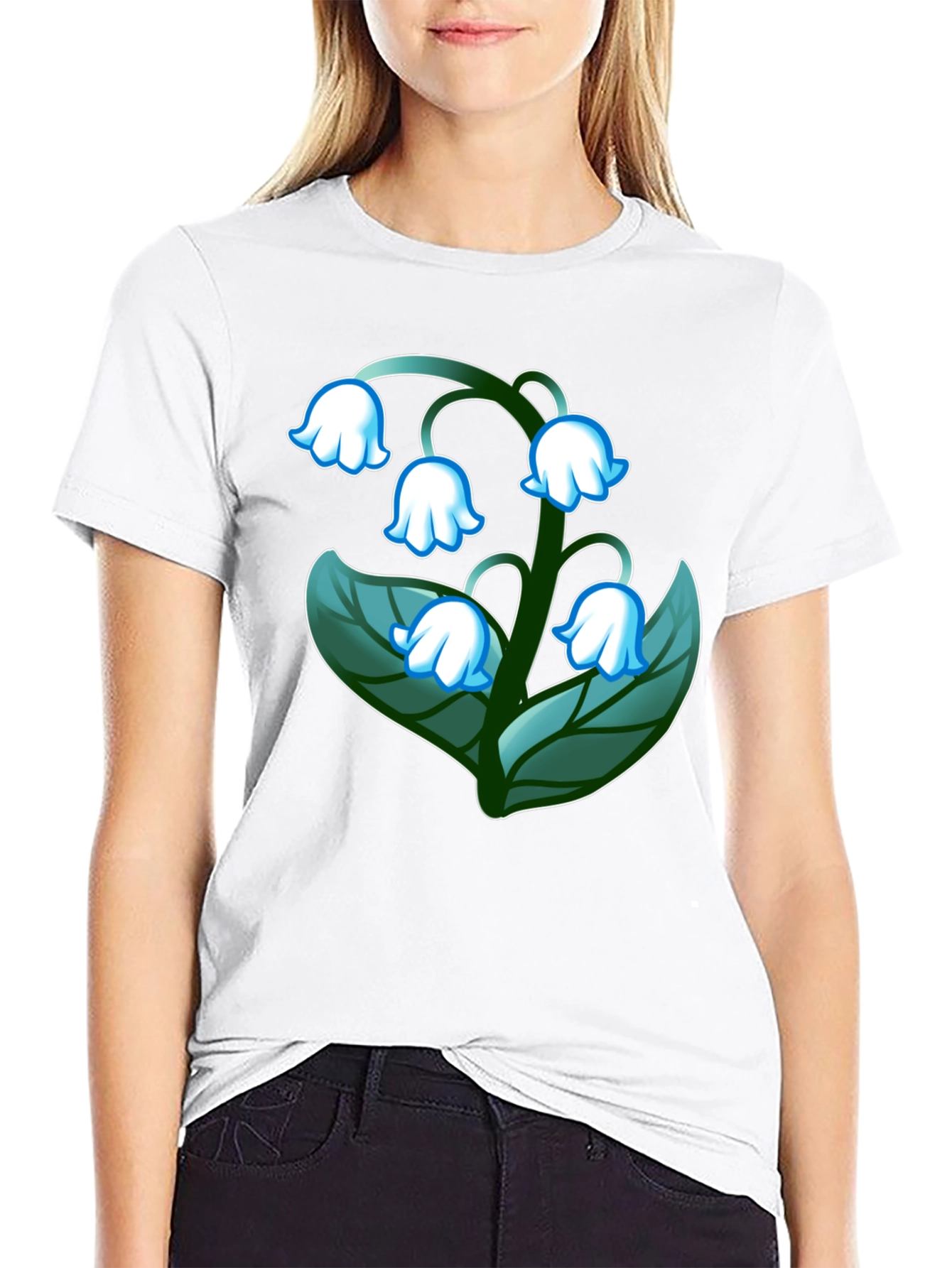 Black Lily of the Valley Graphic Tee - Black Cotton Blend view 9
