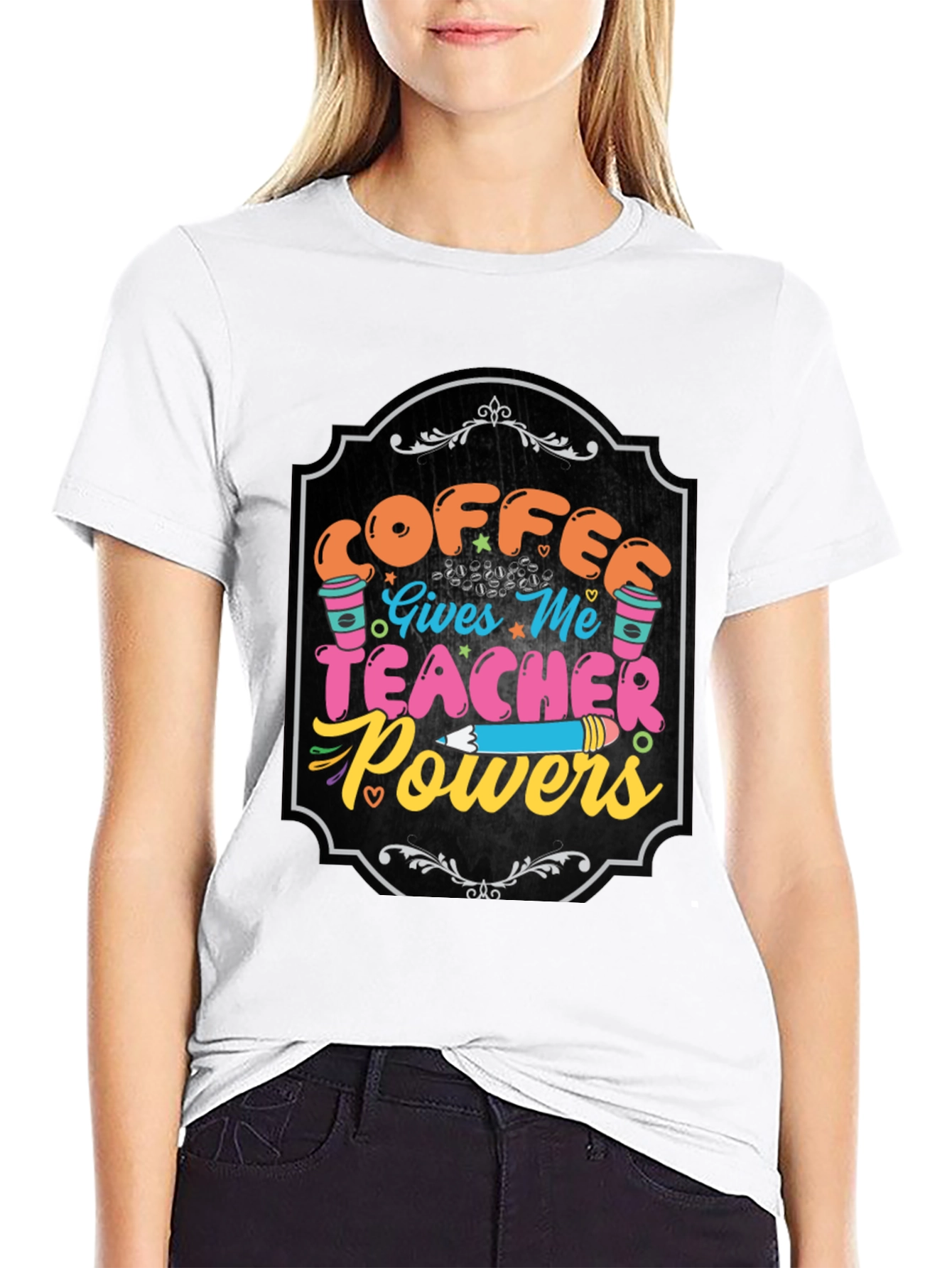 Black Coffee Gives Me Teacher Powers Graphic Tee view 9