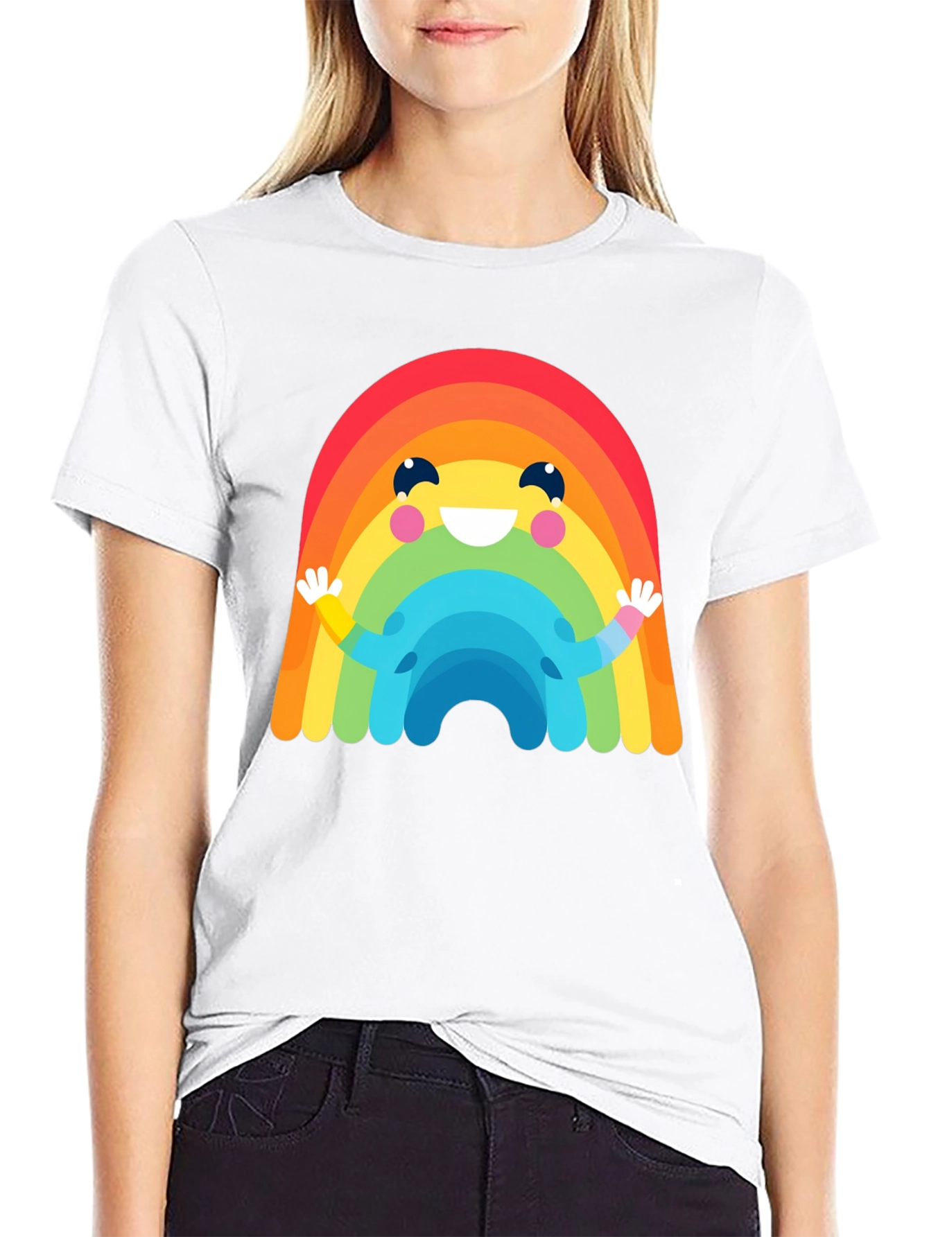 Black Rainbow Character Graphic Black T-Shirt view 9
