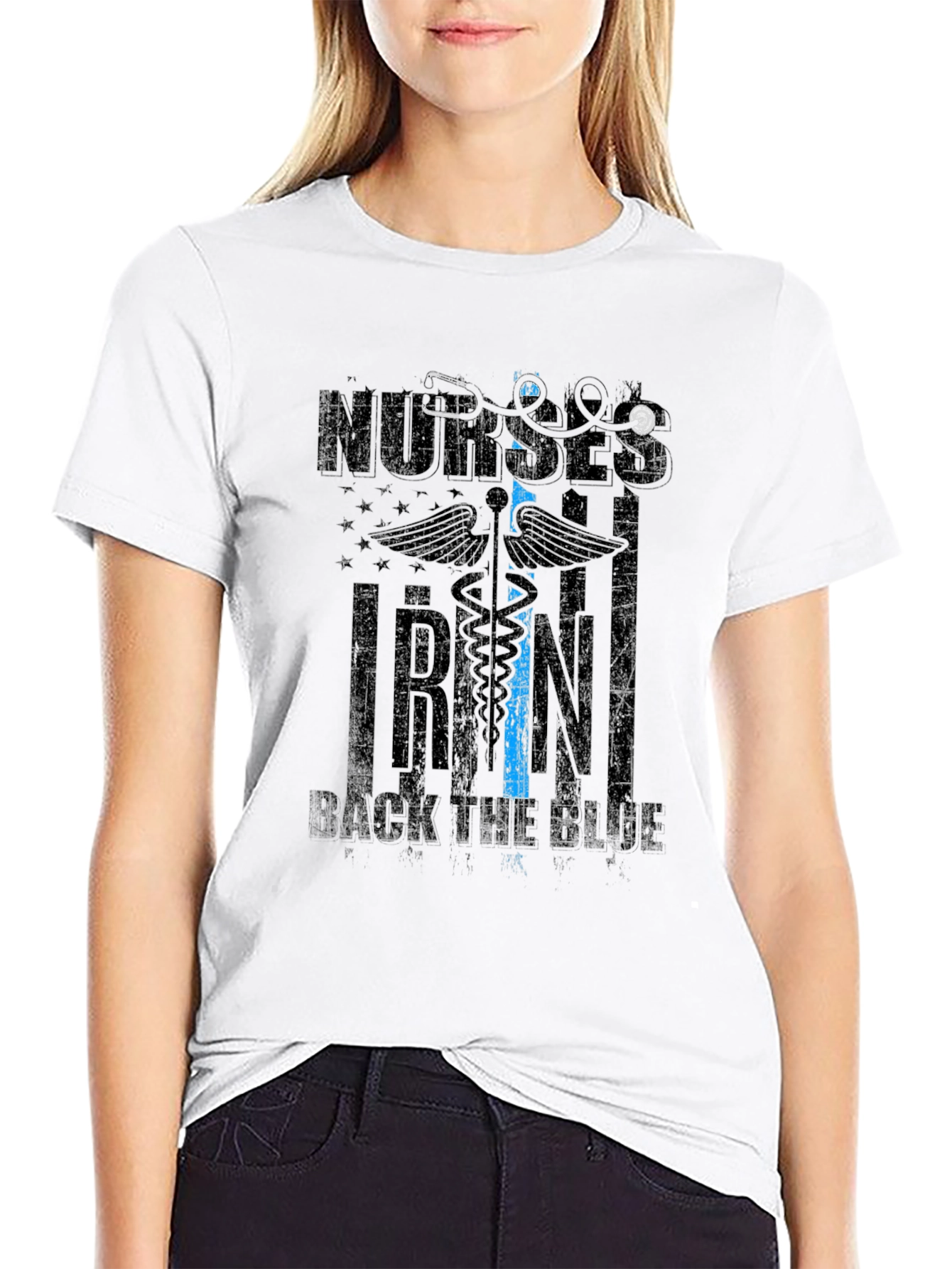 Black Nurses Back the Blue Graphic Tee - Unisex view 9