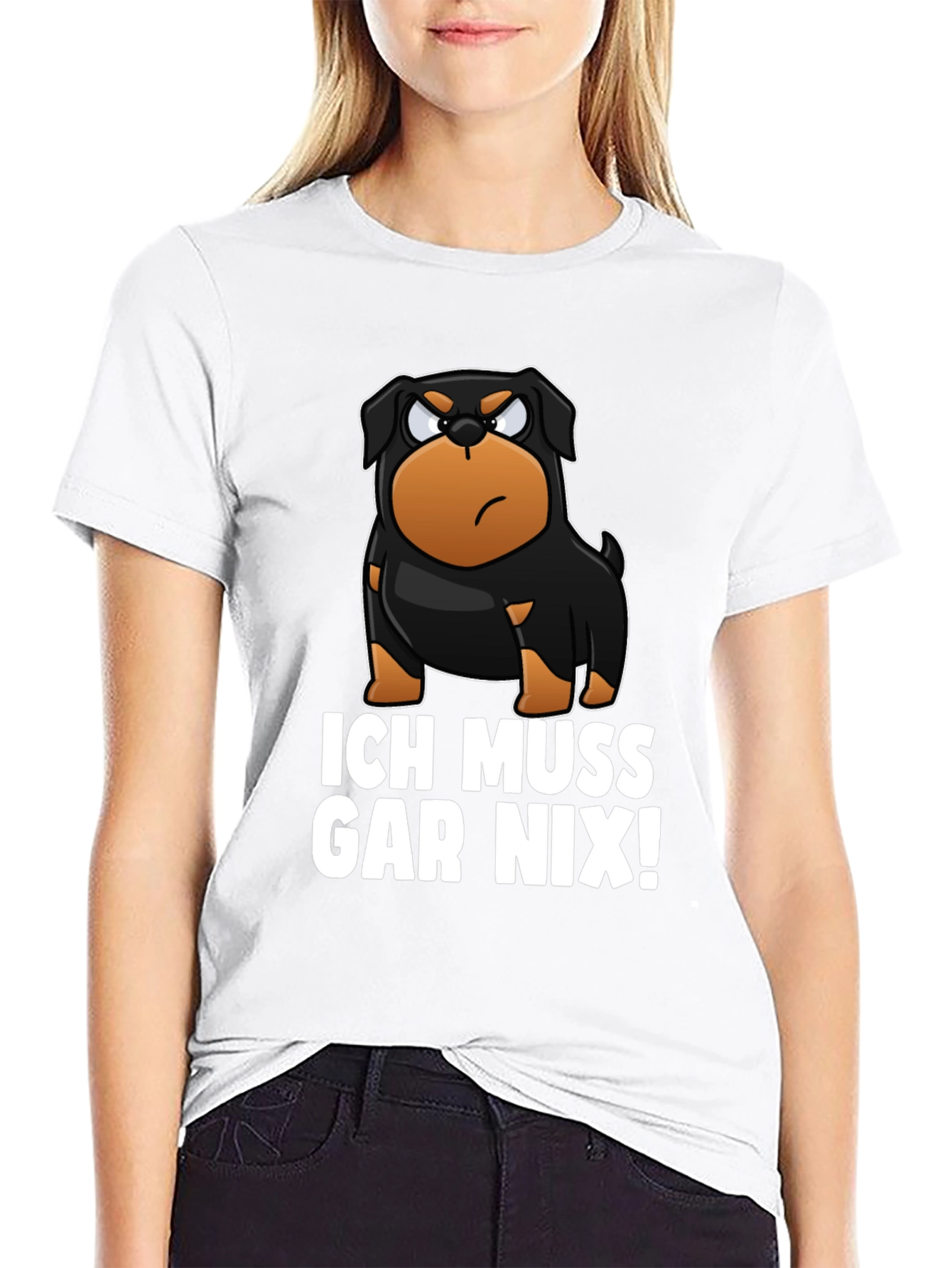 Black Ich Muss Gar Nix! Rottweiler Graphic T-Shirt view 9