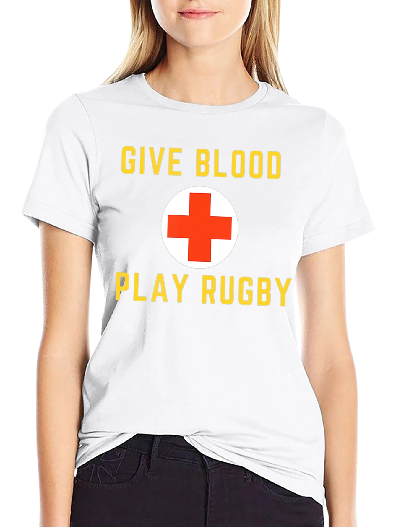 Black Give Blood Play Rugby Black Graphic T-Shirt view 9