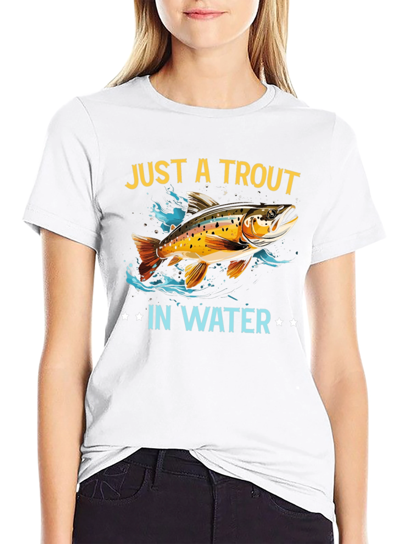 Black Just a Trout in Water Graphic T-Shirt view 9