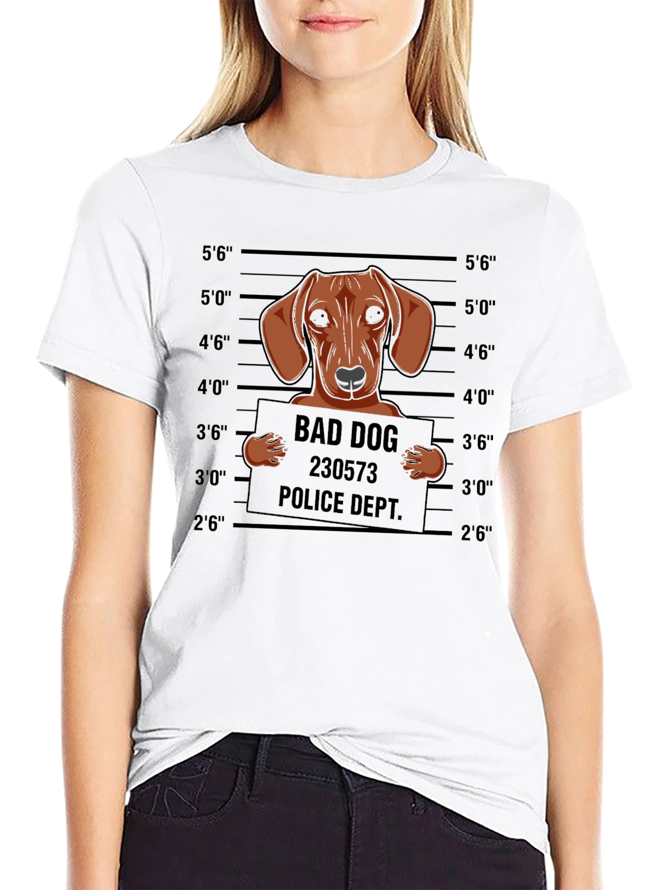 Black Bad Dog Mugshot T-Shirt Funny Canine Tee view 9