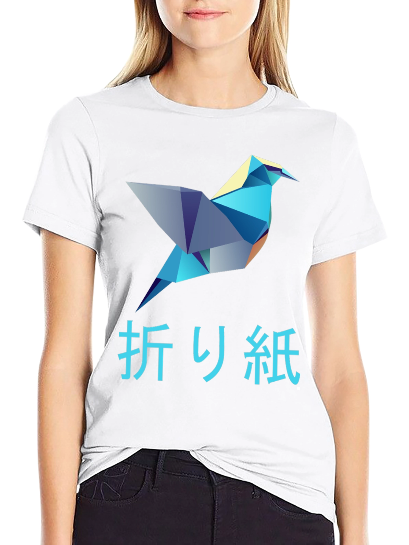 Black Origami Bird Graphic T-Shirt - Stylish Men's Tee view 9