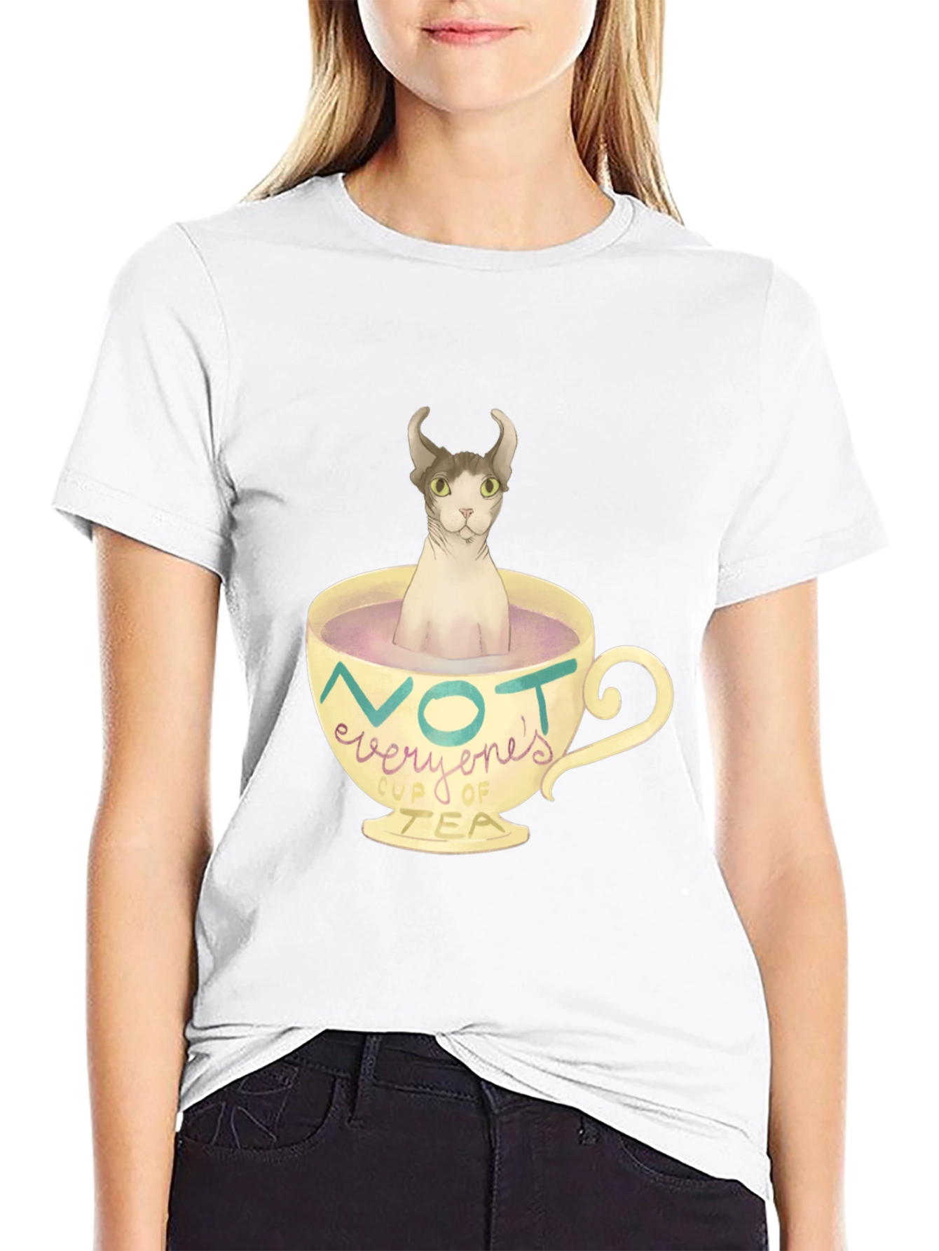 Black Not Everyone's Cup of Tea - Novelty Cat T-Shirt view 9