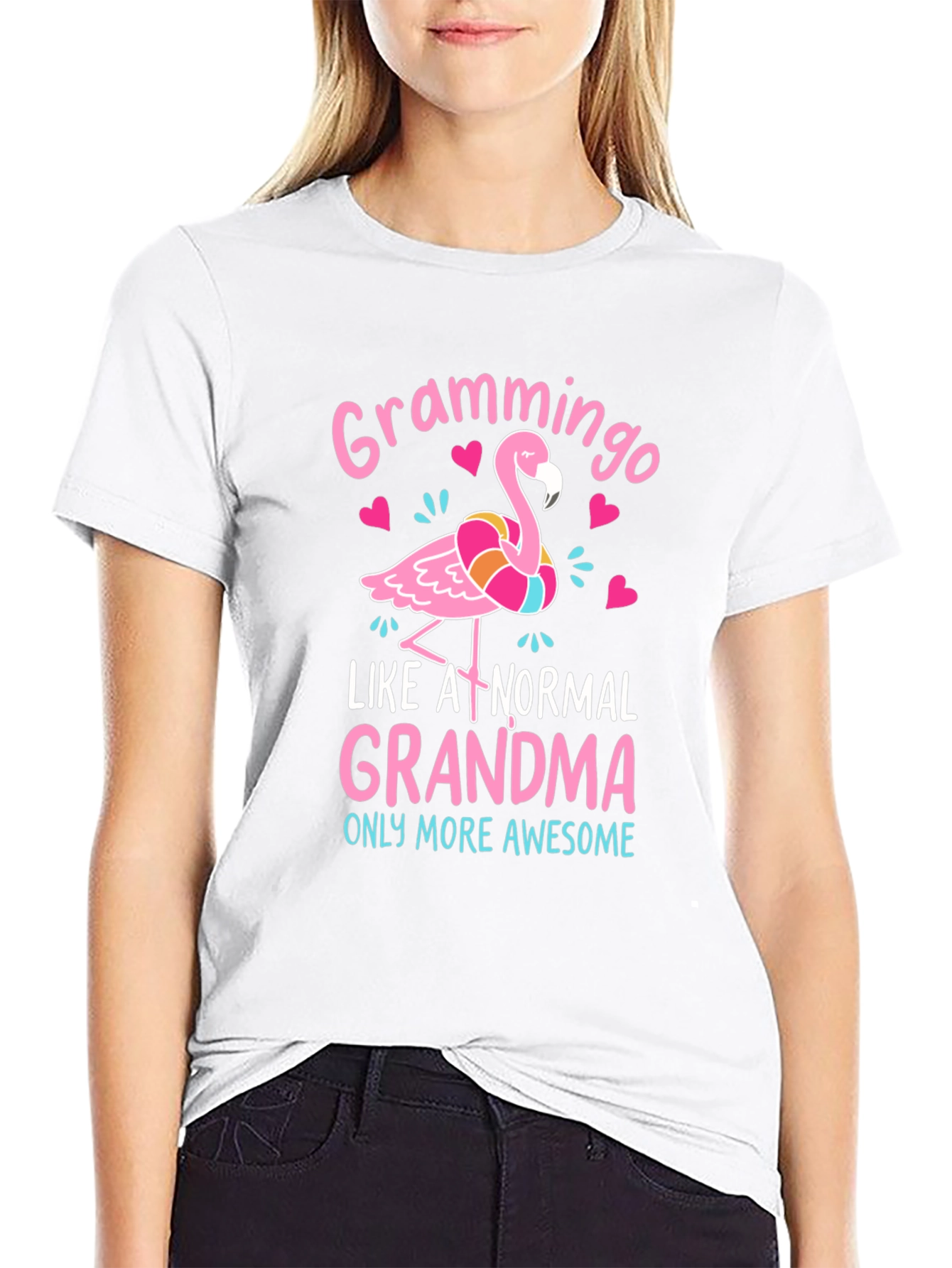 Black Grammingo Grandma T-Shirt - Awesome Pink Flamingo Tee view 9