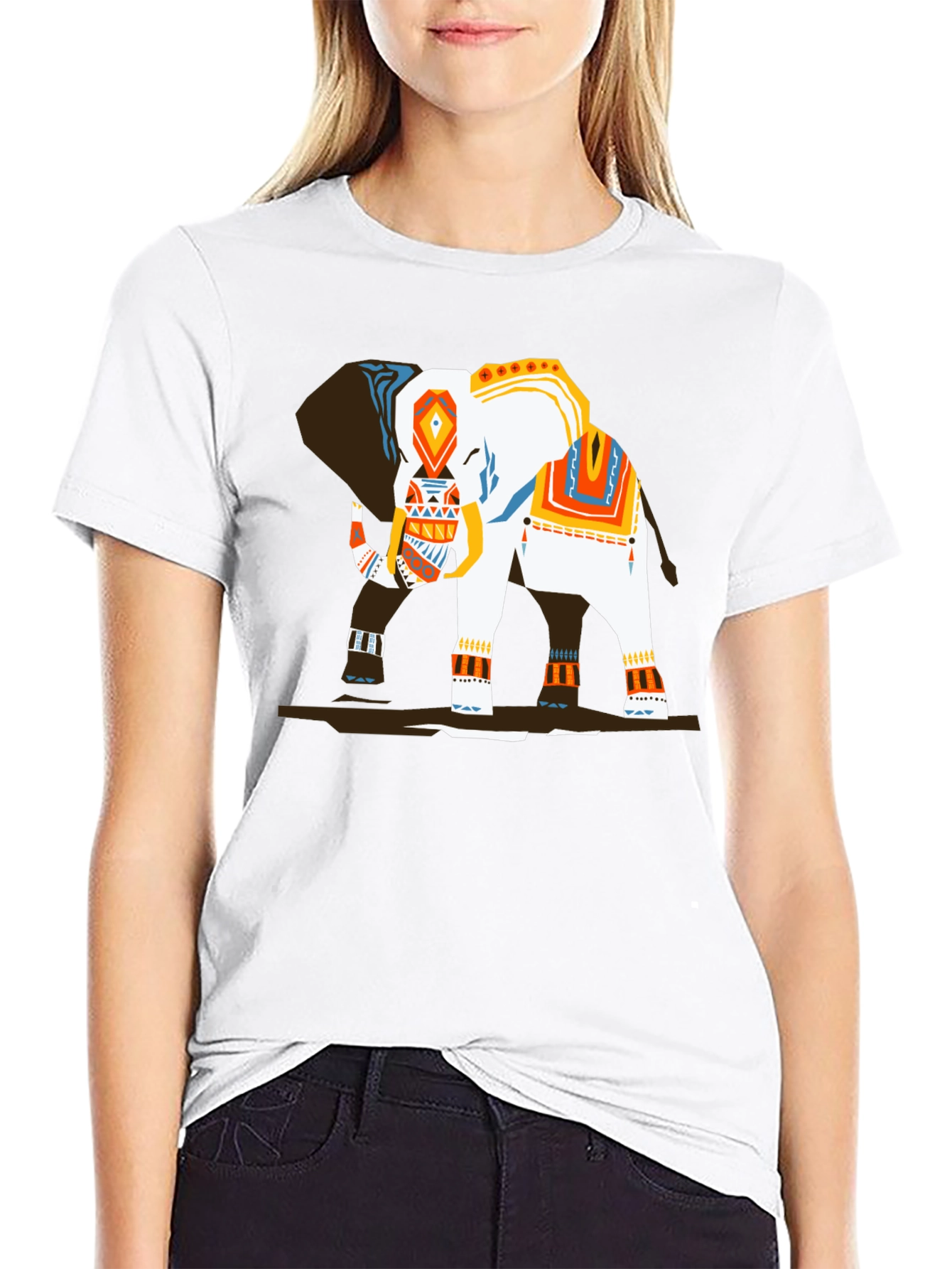 Black Elephant Graphic Tee - Black Cotton T-Shirt view 9