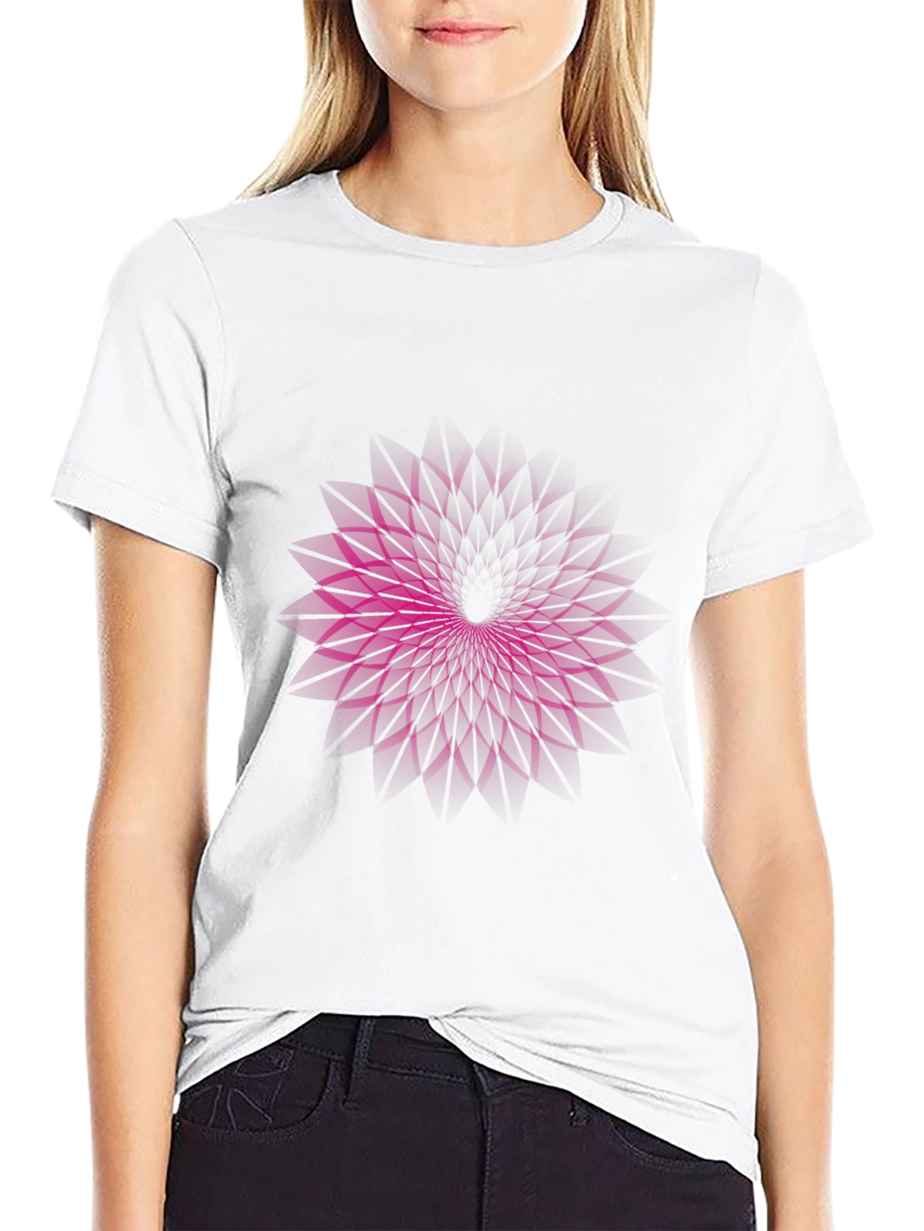 Black Geometric Purple Vortex Graphic Black T-Shirt view 9