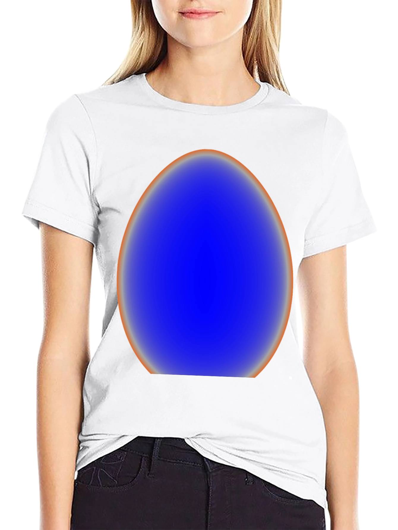 Black Abstract Blue Egg Graphic Tee - Modern Style view 9