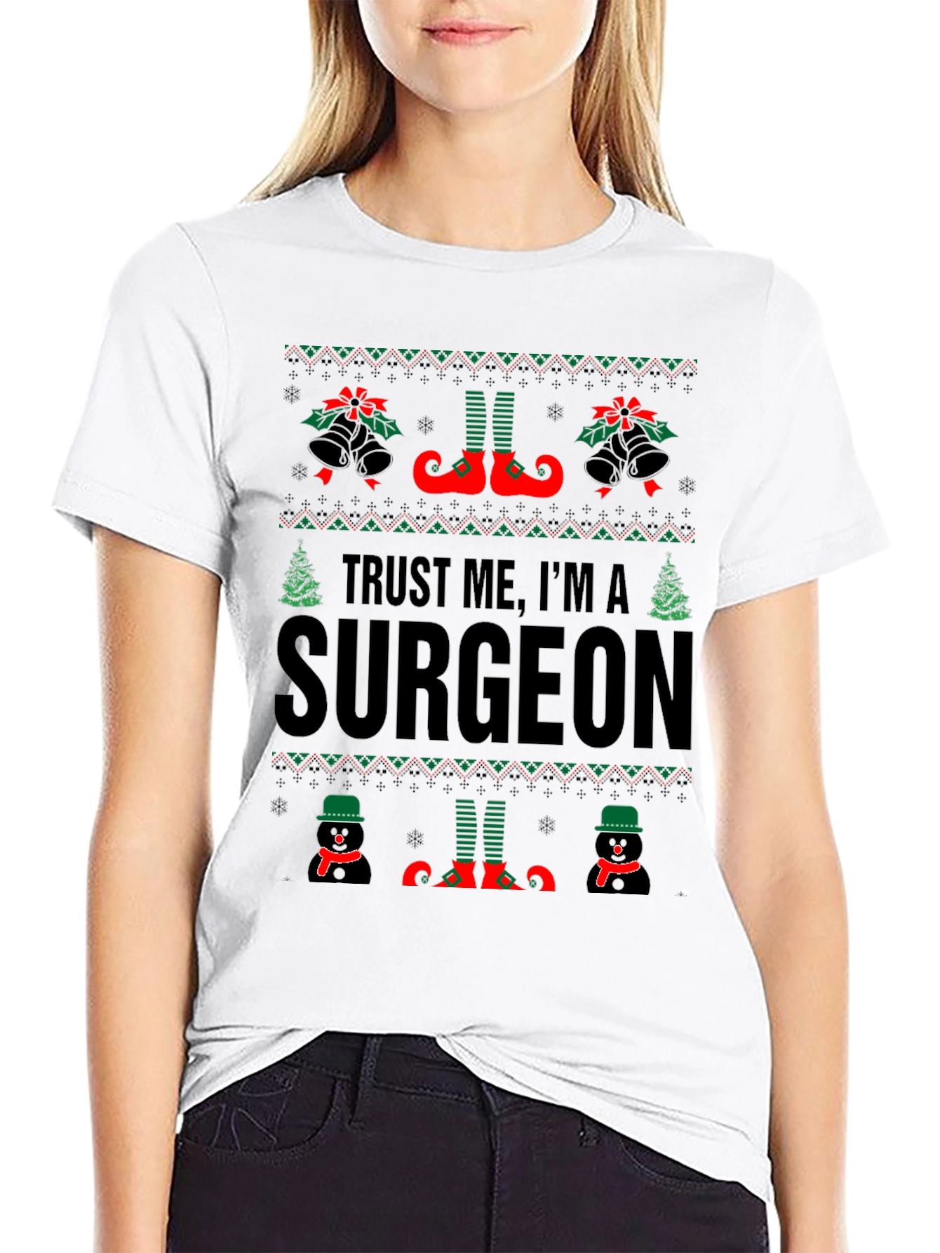 Black Trust Me I'm A Surgeon Christmas Sweater T-Shirt view 9