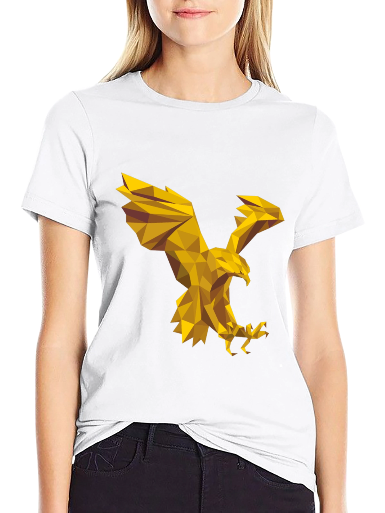 Black Geometric Eagle Graphic Tee - Stylish Black T-Shirt view 9