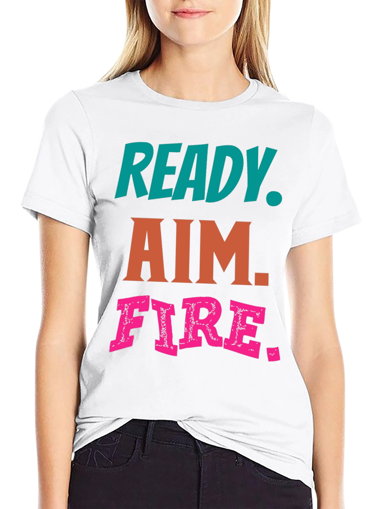 Black Ready Aim Fire Graphic Tee - Black Cotton T-Shirt view 9