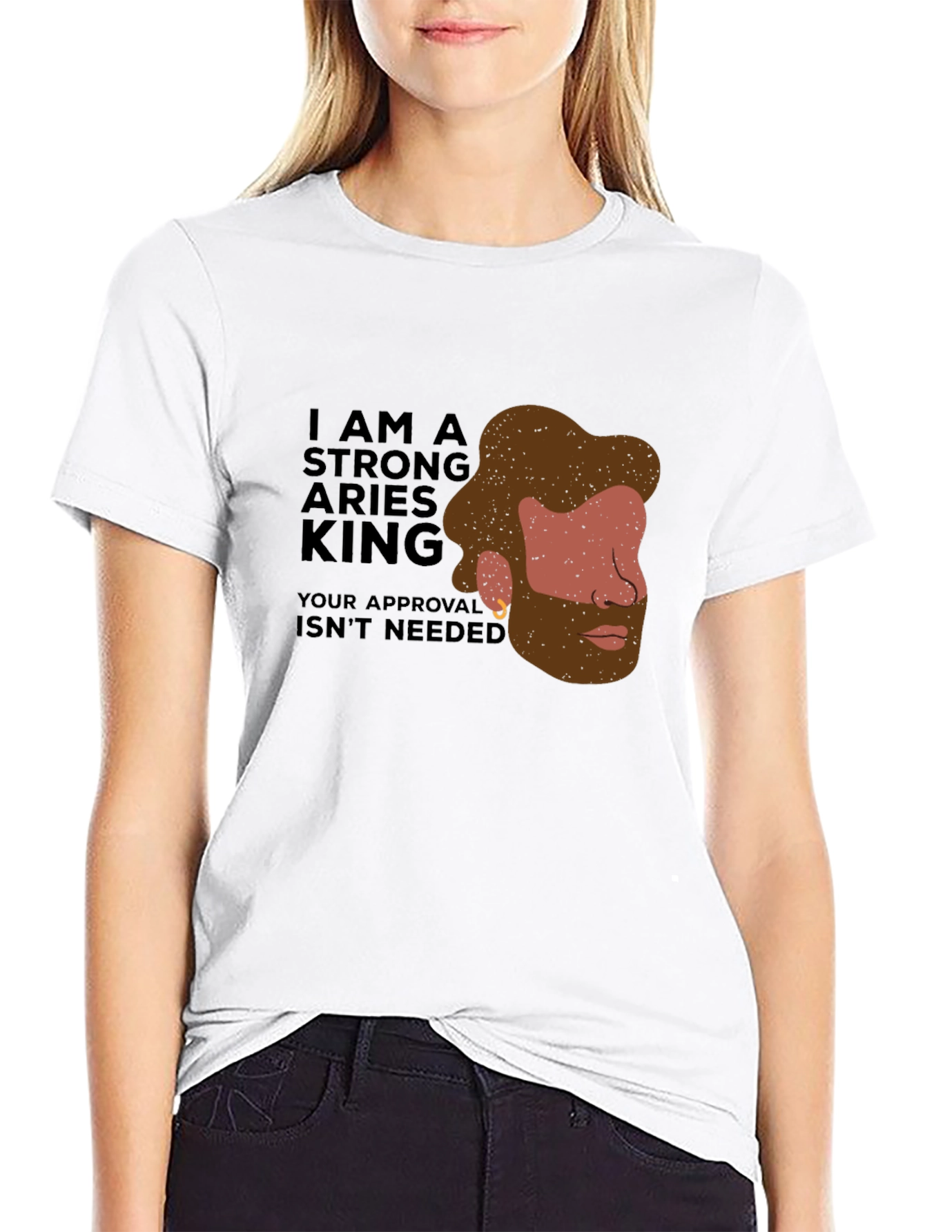 Black Strong Aries King Black Graphic Tee view 9