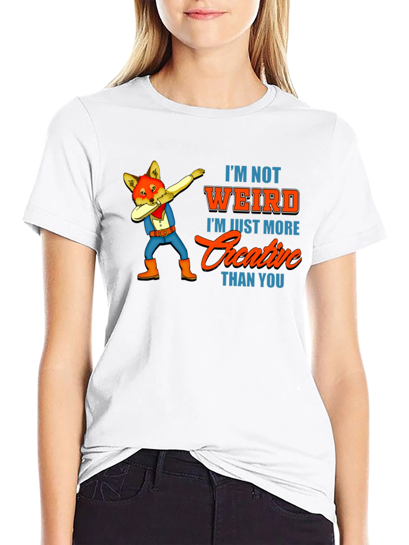 Black Creative Fox Dab T-Shirt - Unique Funny Tee view 9