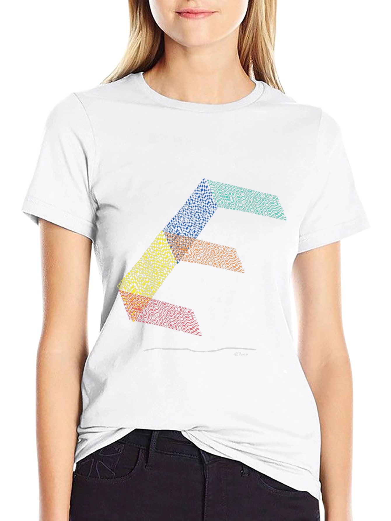 Black Abstract Letter Graphic Print Tee view 9