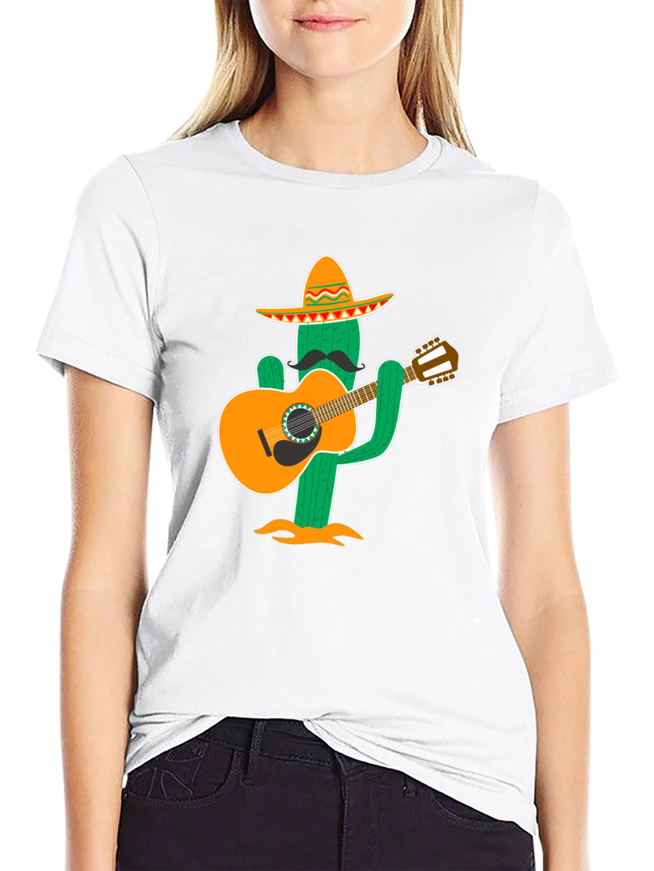 Black Cactus Musician T-Shirt - Cool Graphic Tee view 9
