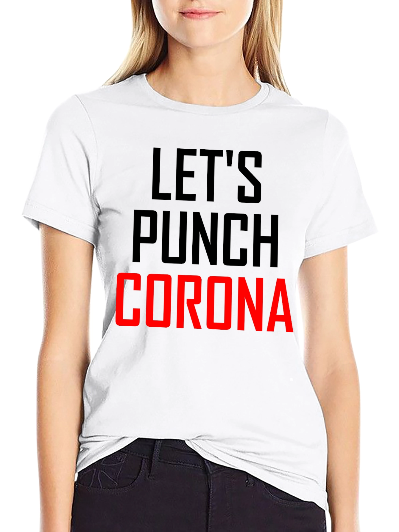 Black Let's Punch Corona Black Graphic T-Shirt view 9