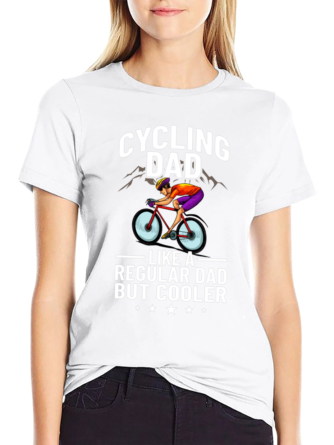Black Cycling Dad T-Shirt - Cool Dad Style! view 9