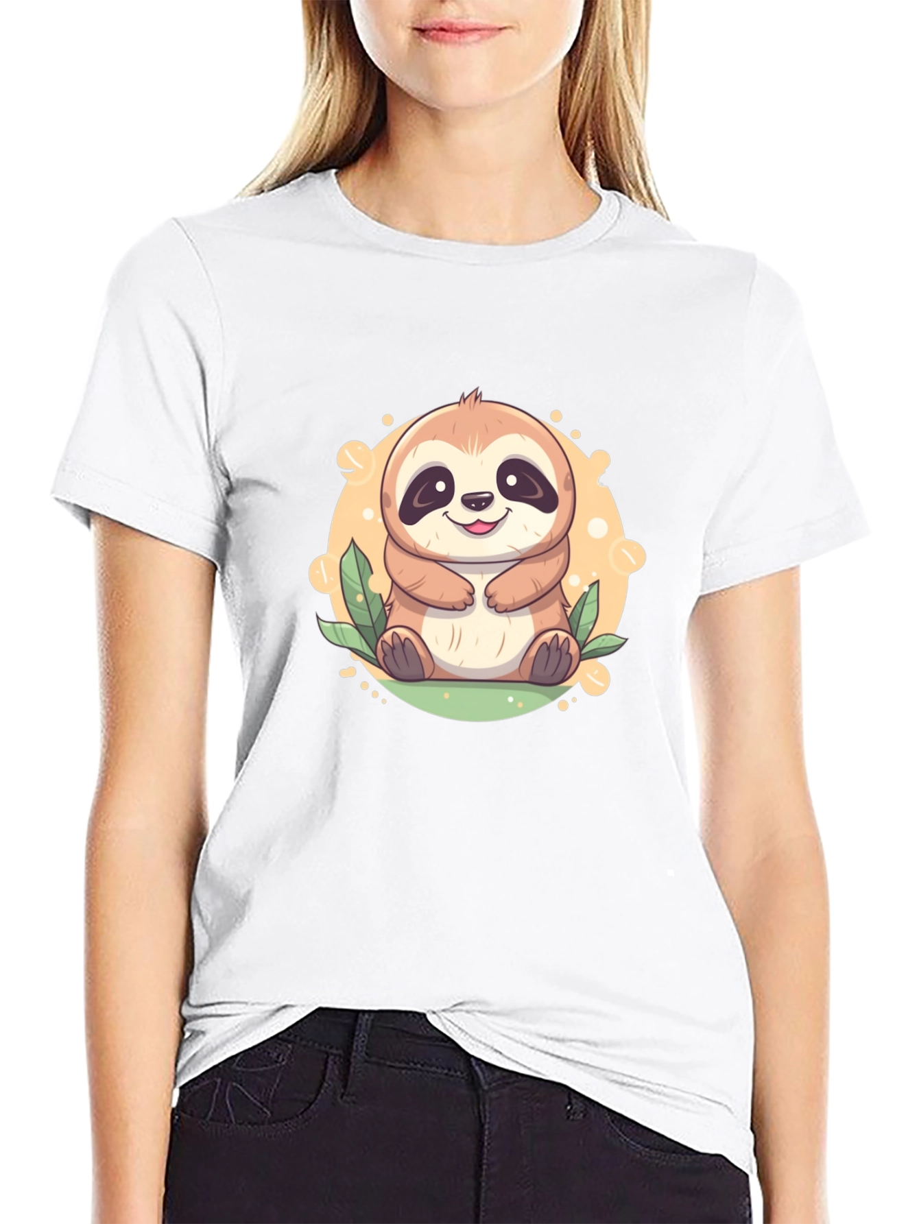 Black Cute Sloth Graphic Tee - Relaxed Fit view 9