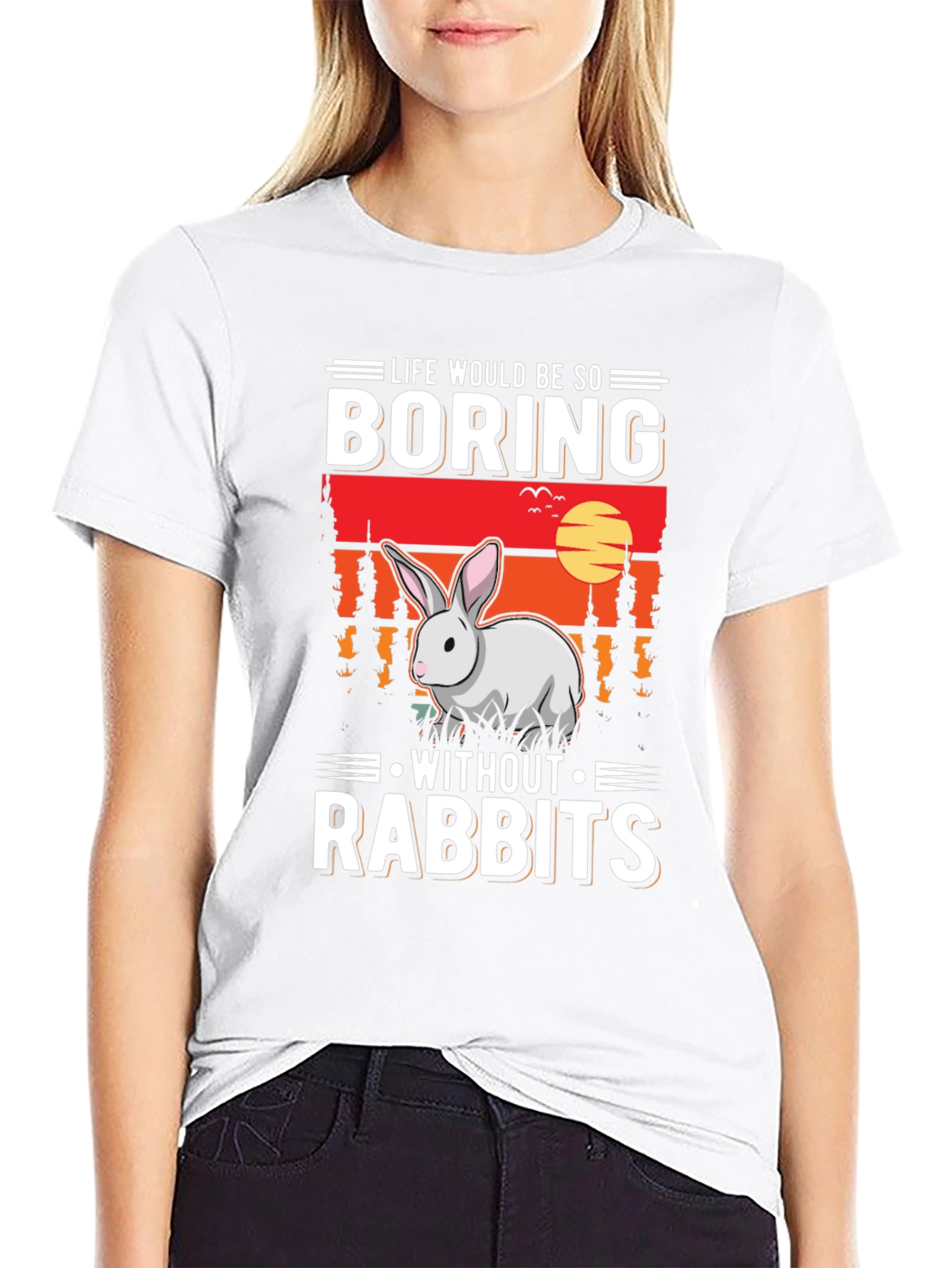 Black Life Would Be So Boring Without Rabbits Black T-Shirt view 9