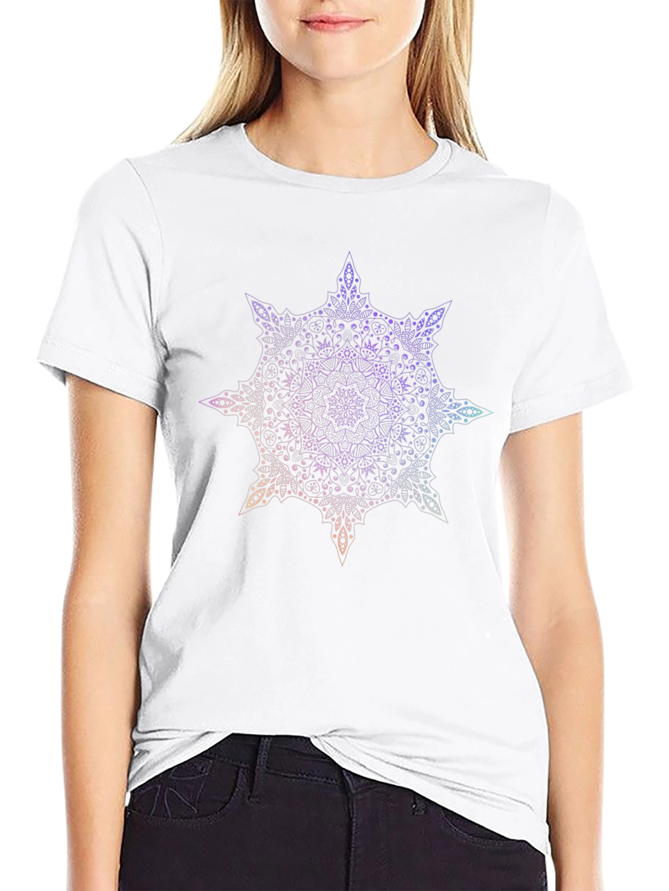 Mandala Print Black T-Shirt - 9