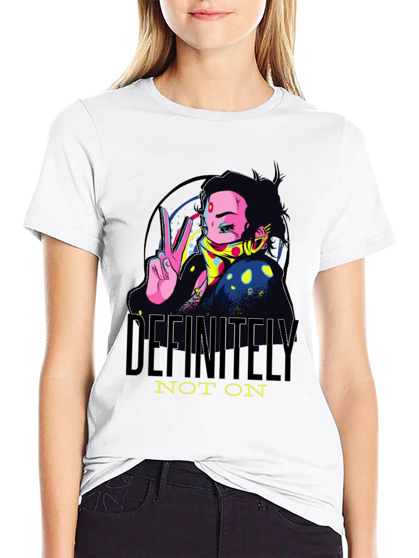 Black Definitely Not On Anime Graphic Tee view 9