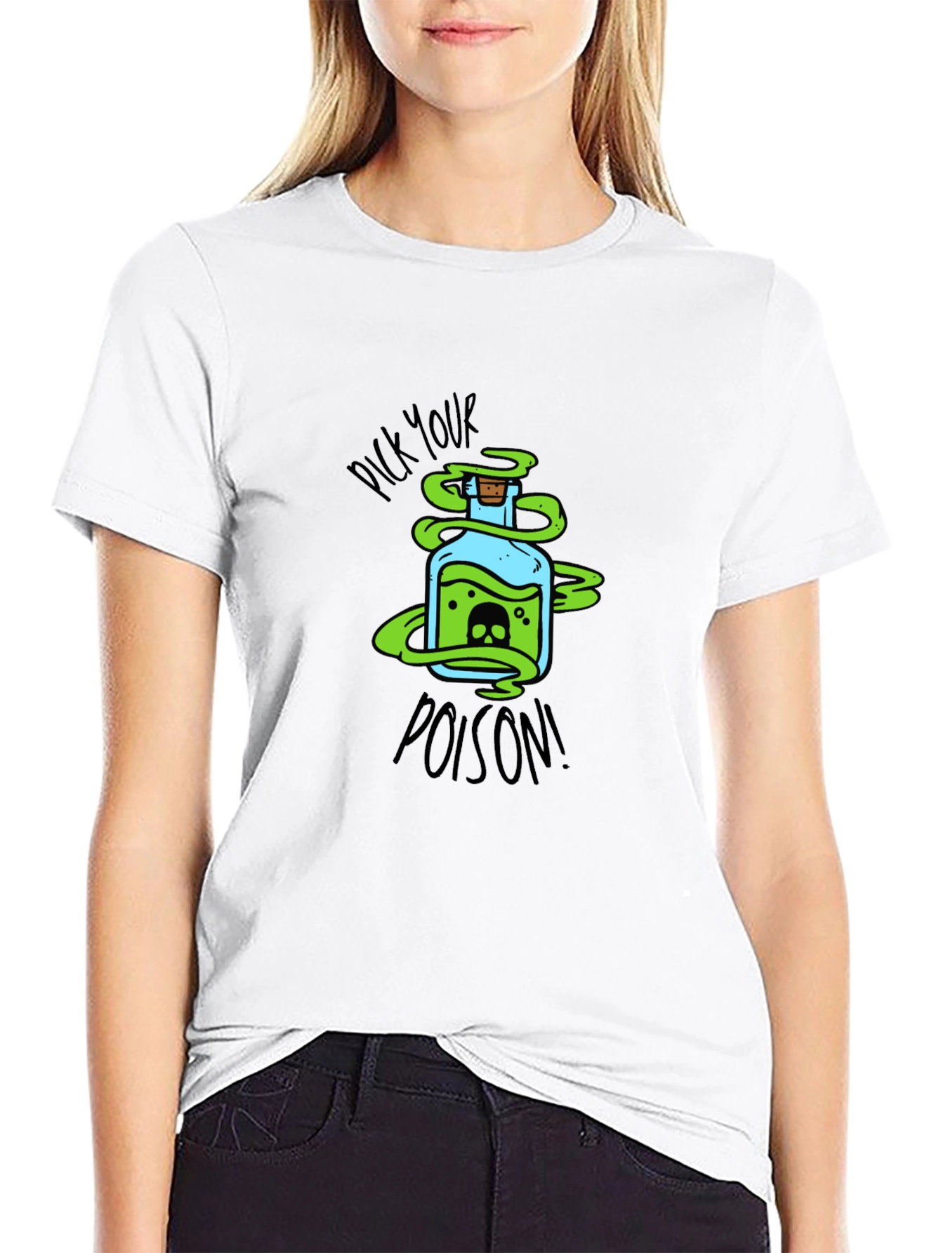 Black Pick Your Poison Graphic T-Shirt - Dark Humor Tee view 9