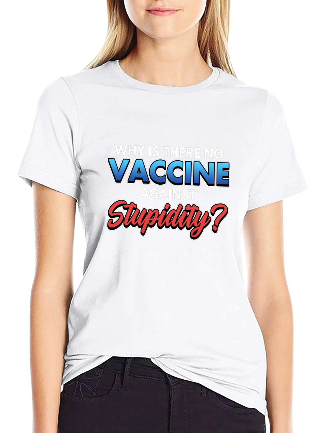 Black Vaccine Against Stupidity Graphic T-Shirt view 9