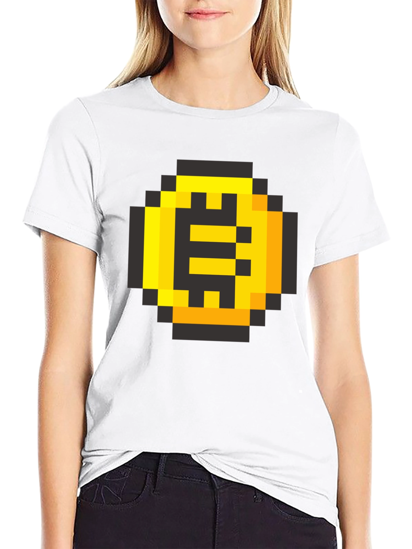 Black Pixel Gold Coin Black Tee - Retro Gaming Shirt view 9