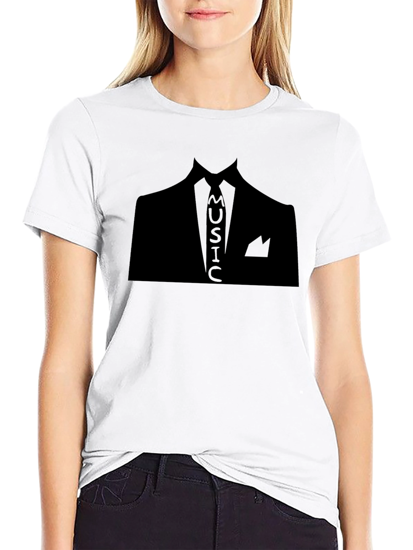 Black Music Suit Black Graphic Tee view 9