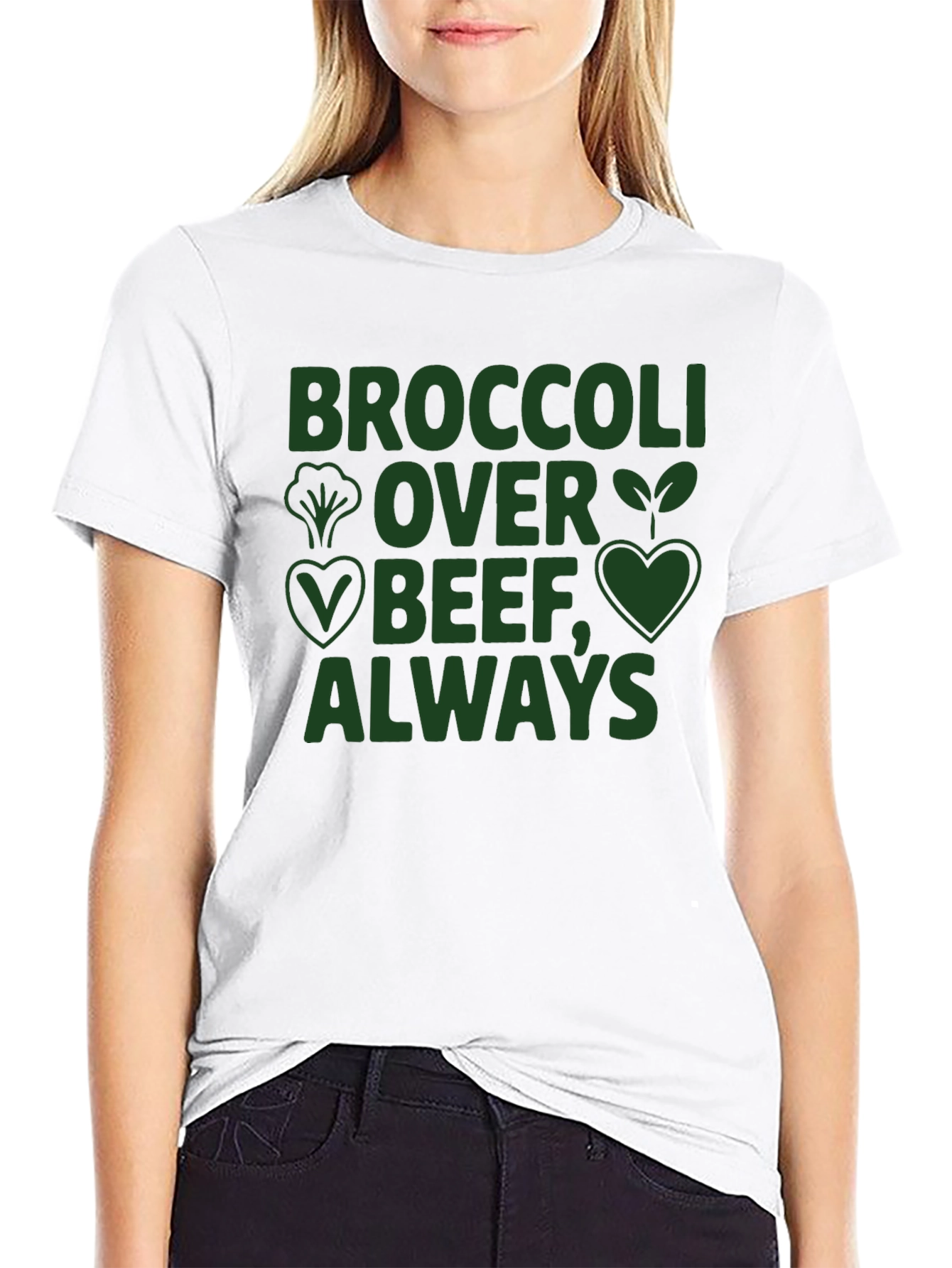 Black Vegan Broccoli Over Beef Always Graphic Tee view 9