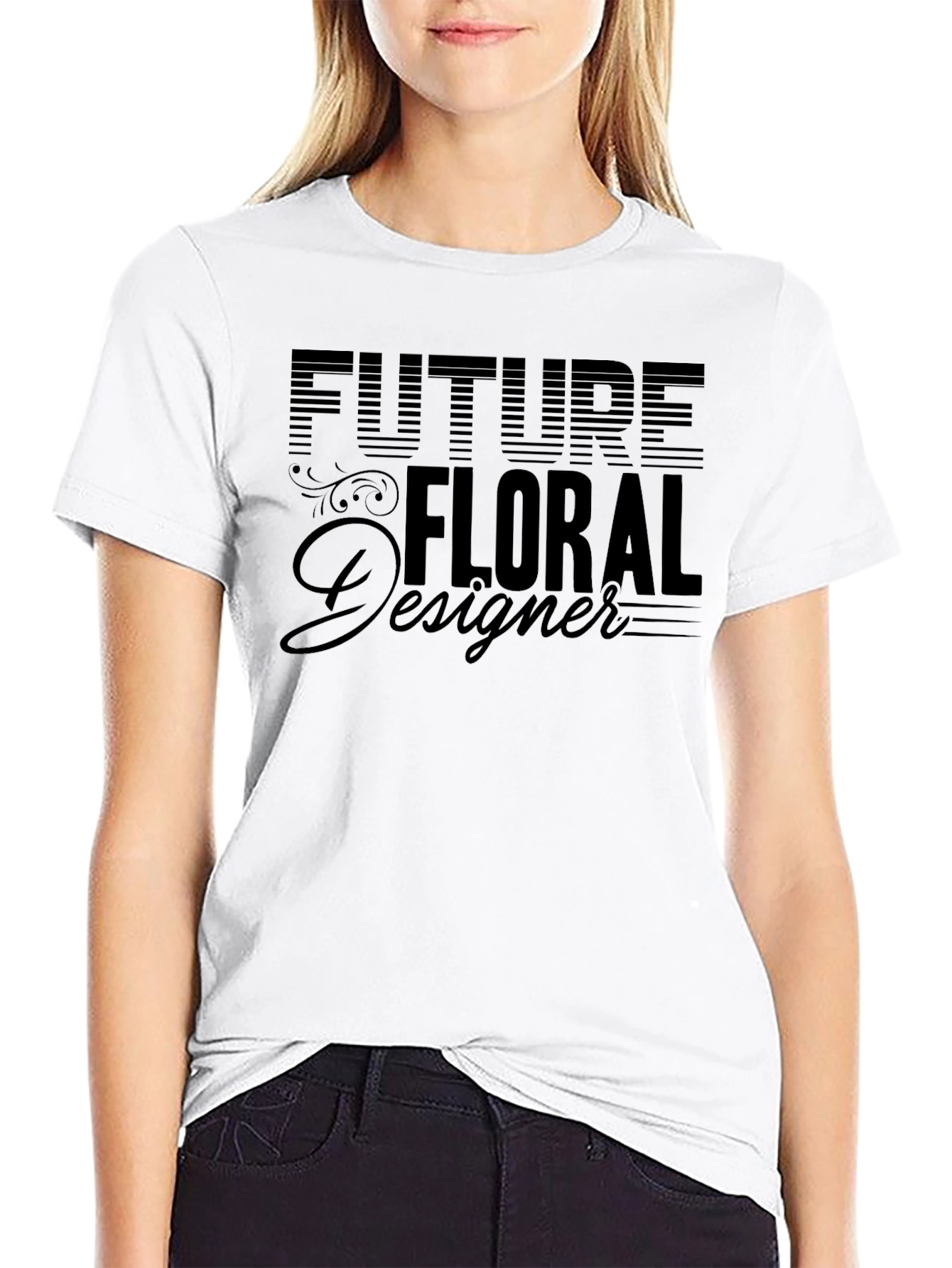 Black Future Floral Designer Black T-Shirt view 9