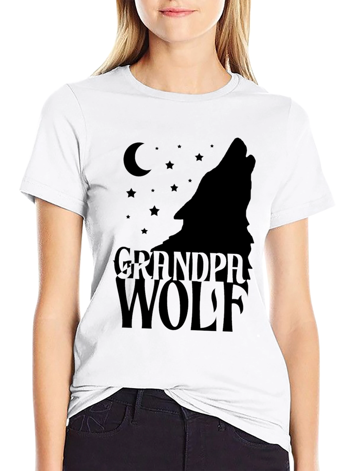 Black Grandpa Wolf T-Shirt - Men's Black Graphic Tee view 9