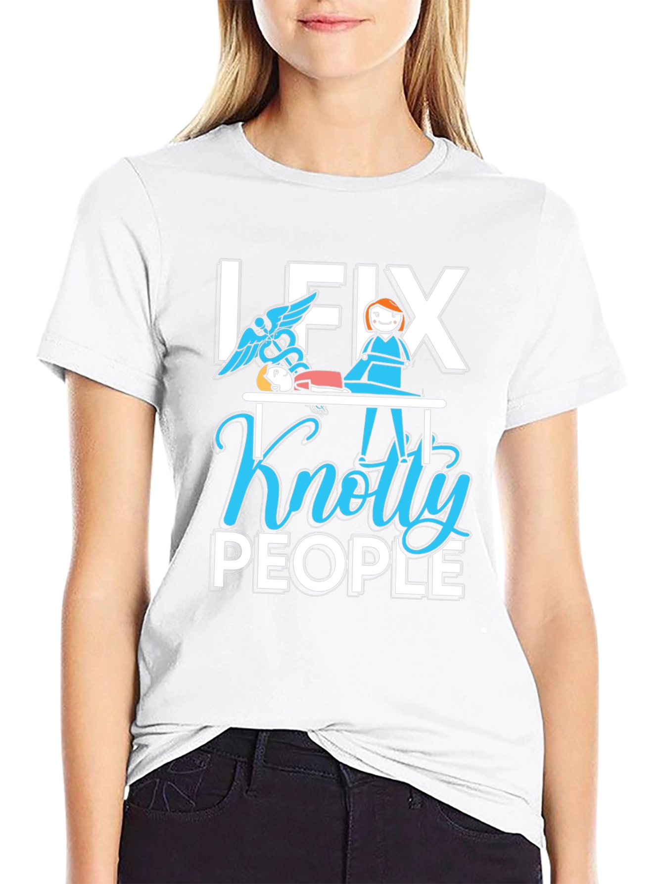 Black I Fix Knotty People T-Shirt view 9