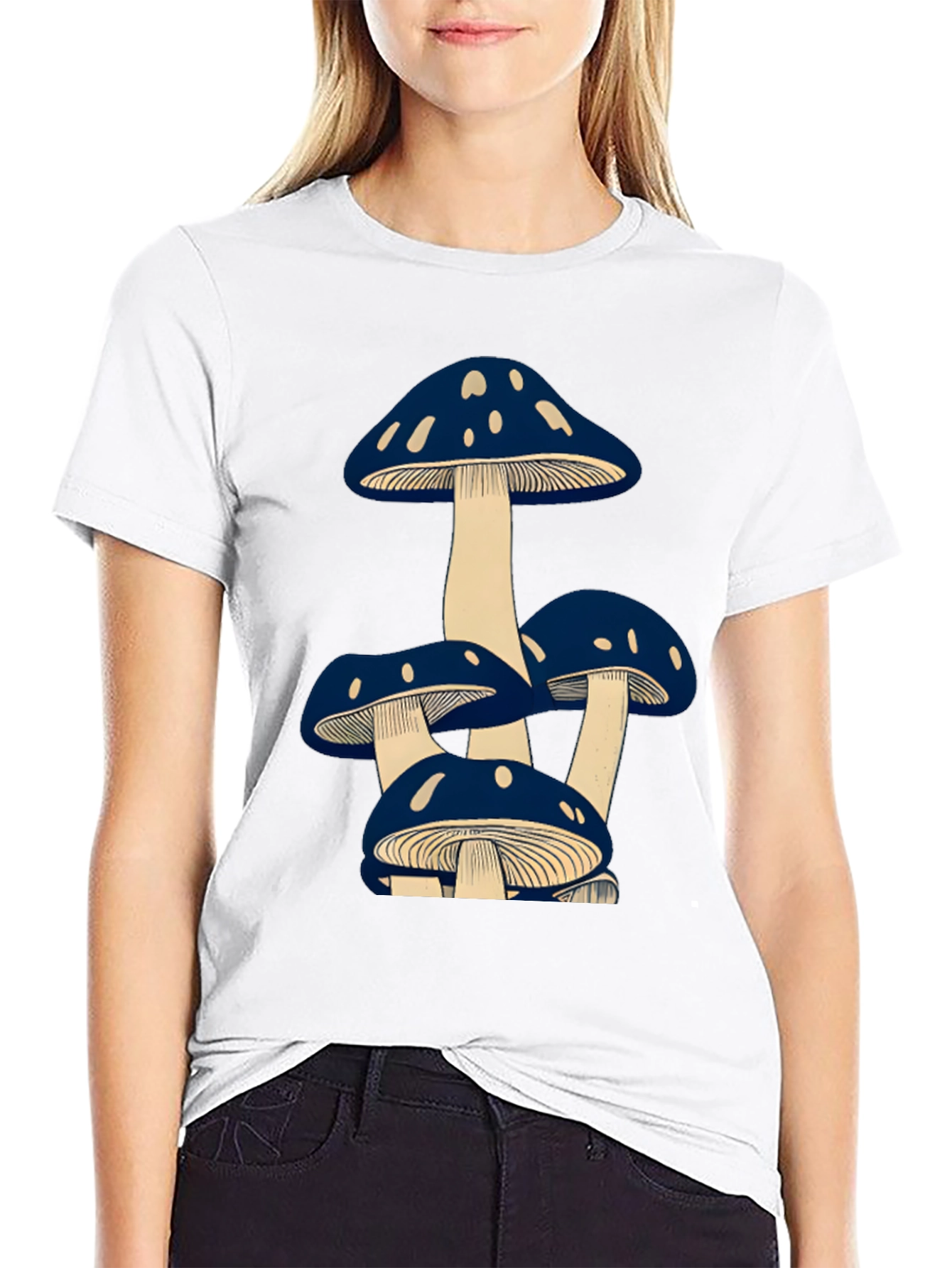 Black Mushroom Graphic Tee - Unisex Black T-Shirt view 9