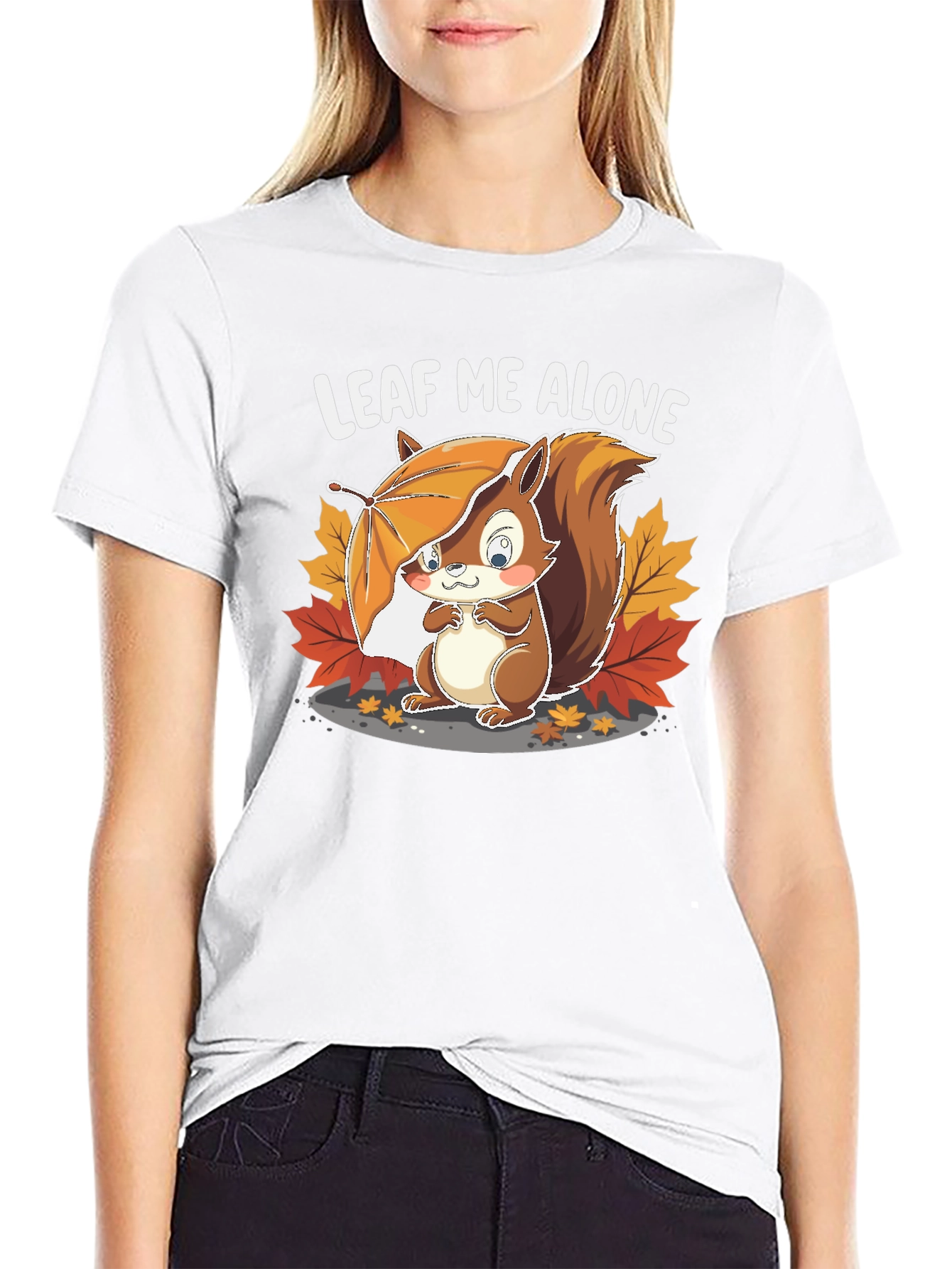 Black Leaf Me Alone Squirrel Graphic Tee - Unisex view 9